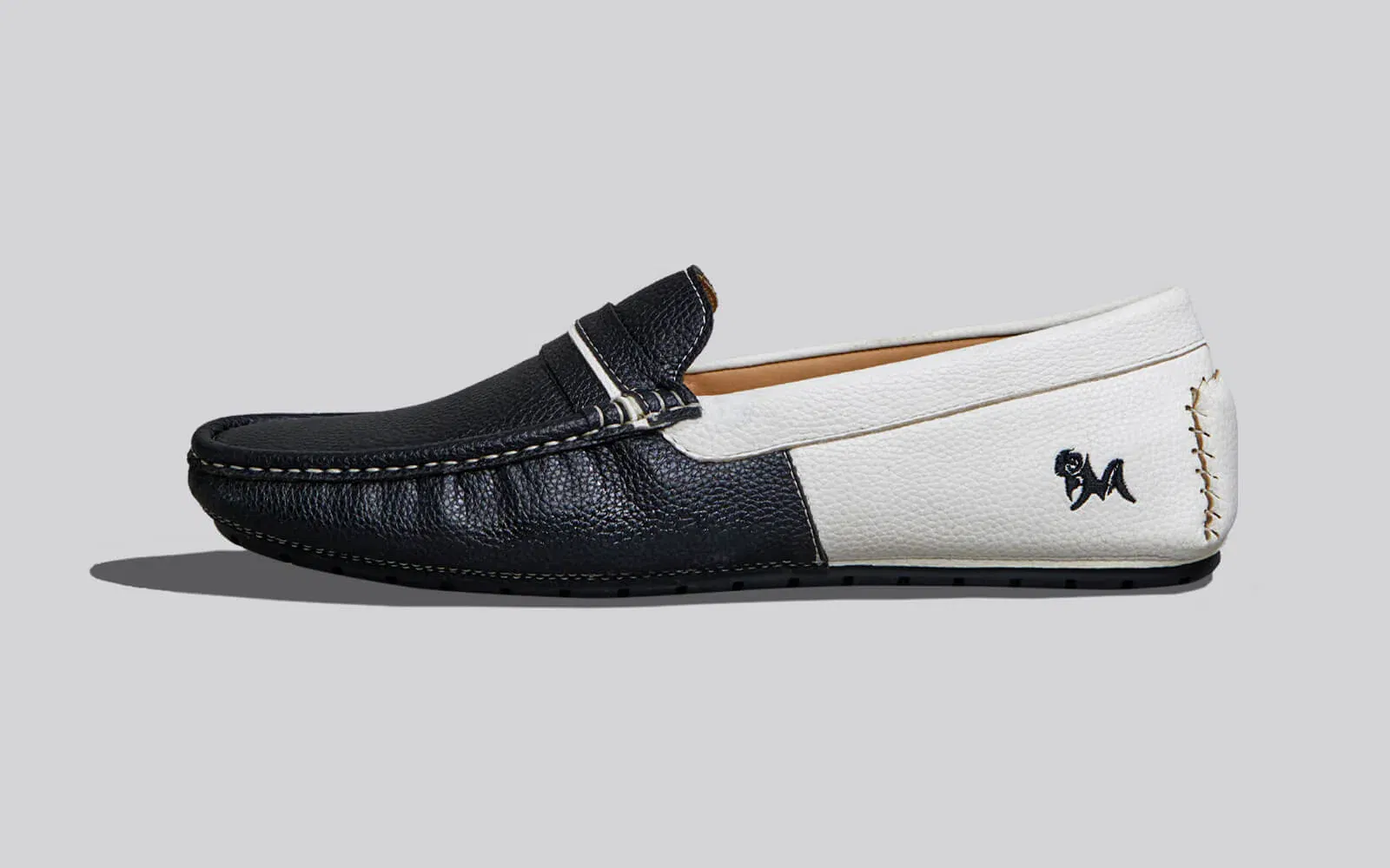 Neemans Color Block Loafers, White-Black Neemans sale