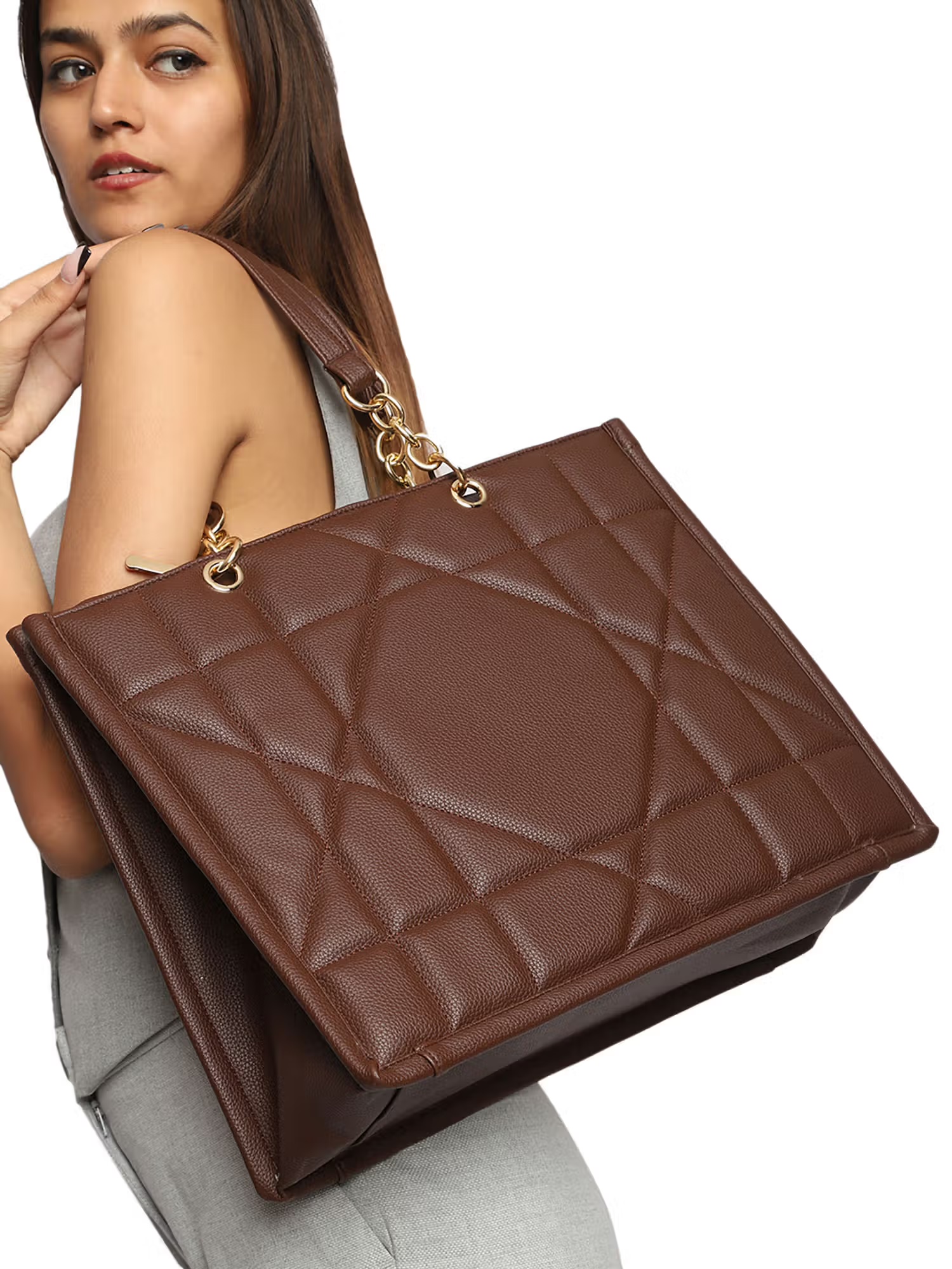 MINI WESST Brown Textured Tote Bag Nykaa Fashion sale