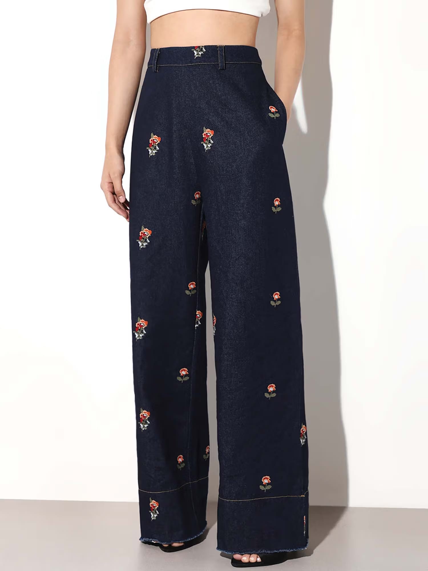 ONLY Embroidered Straight-Fit High-Rise Jeans Nykaa Fashion sale