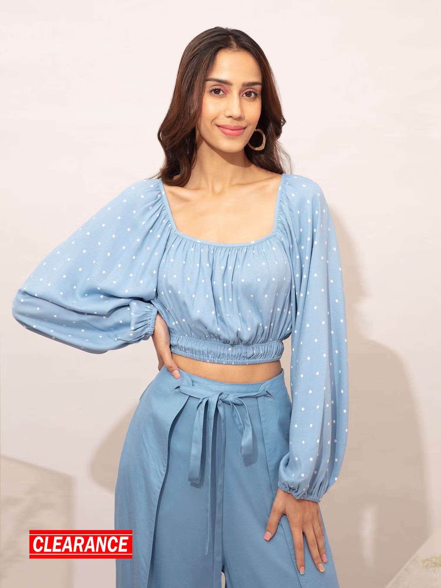 Twenty Dresses Light Blue Polka Dot Dress Nykaa Fashion sale