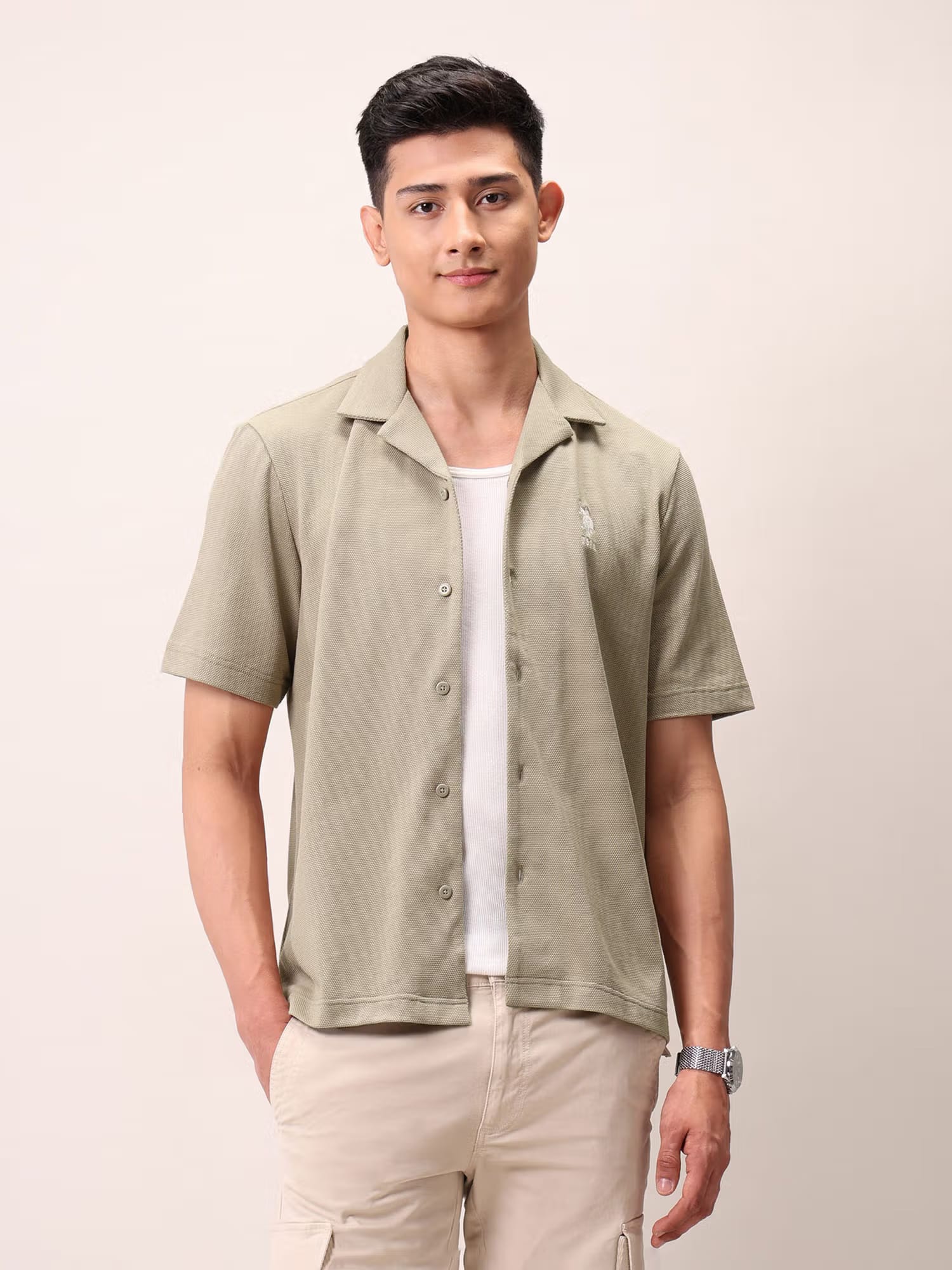 U.S. Polo Assn. Denim Co. Green Textured Shirt Nykaa Fashion sale