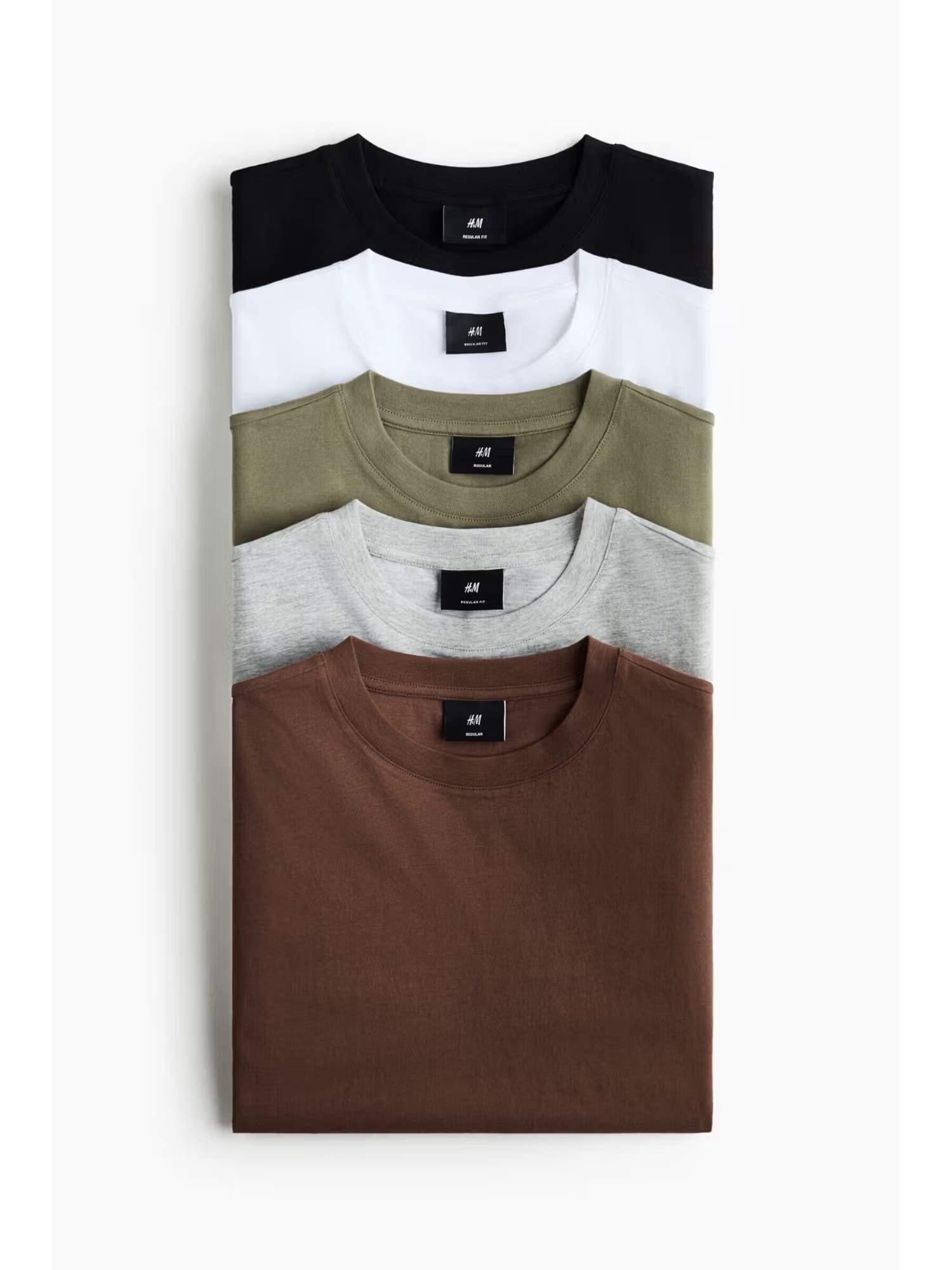 H&M Men Beige 5-Pack Regular Fit T-Shirts Nykaa Fashion sale