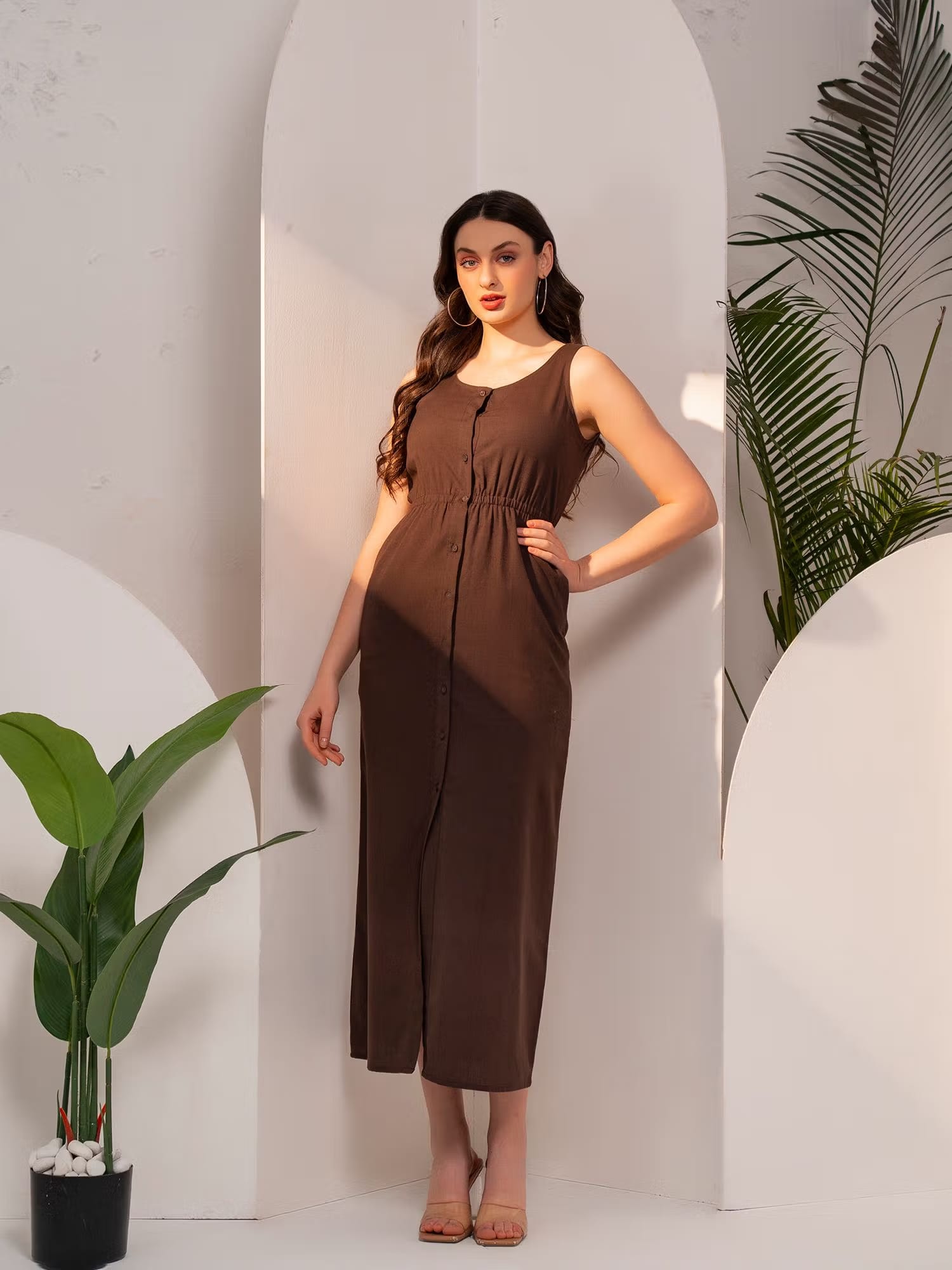 Mabish By Sonal Jain Brown Round Neck Shirt Dress Nykaa Fashion sale