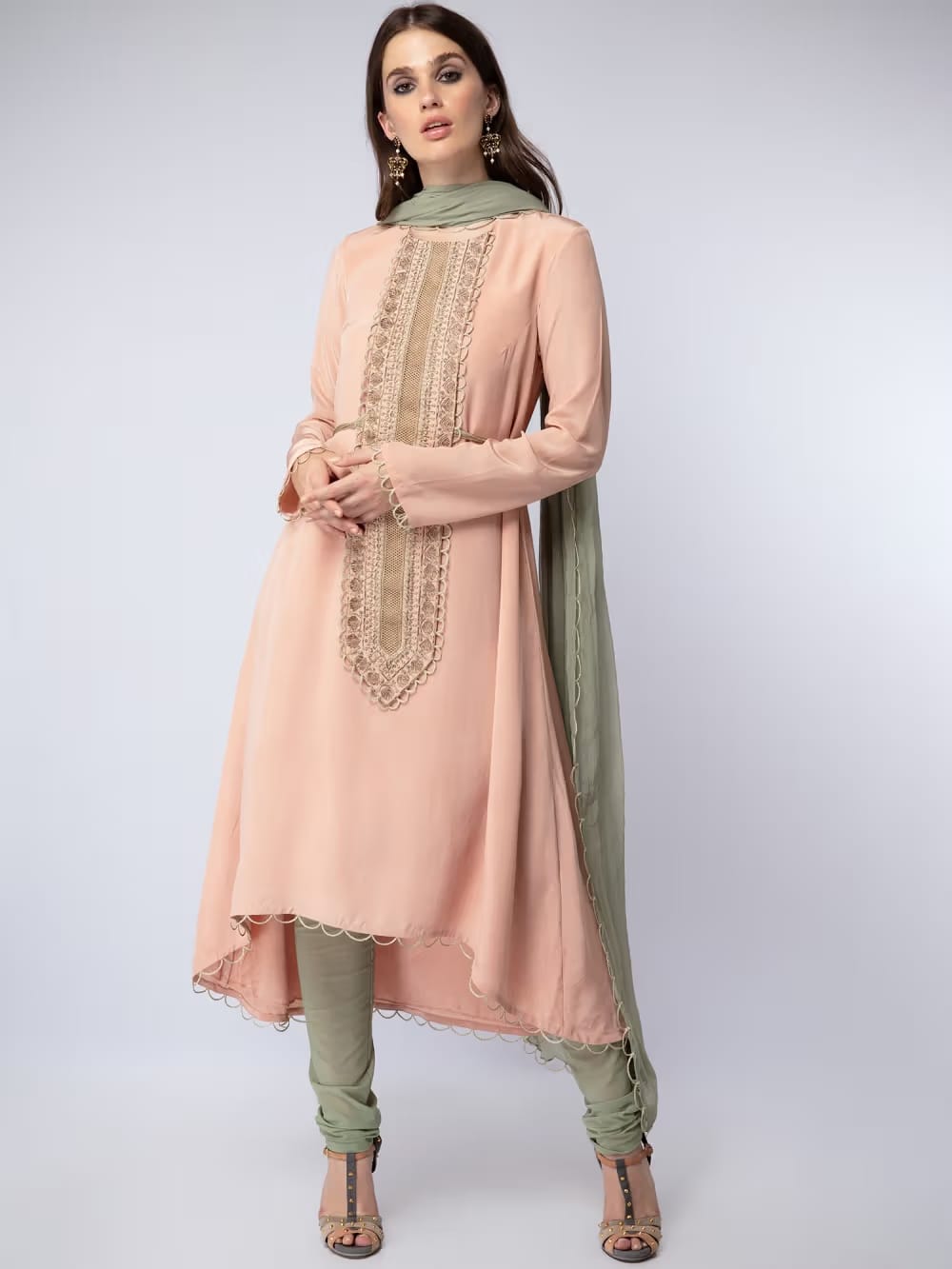 Payal Singhal Blush Embroidered Yoke Kurta With Churidar Nykaa Fashion sale