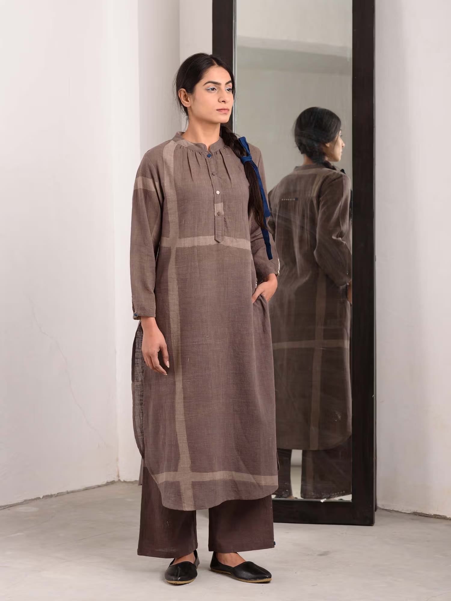 JAYATI GOENKA Taupe Geometric Kurta Nykaa Fashion sale