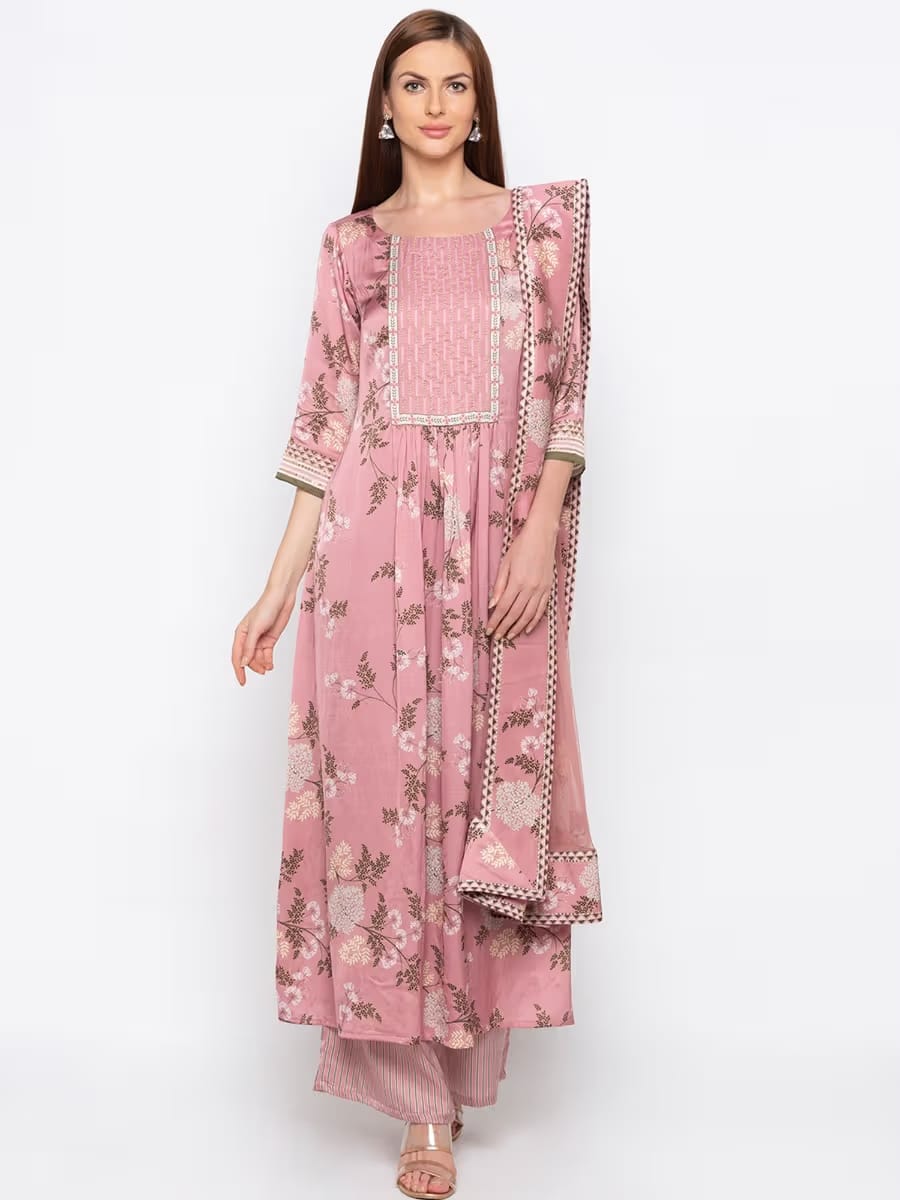 Soup by Sougat Paul Pink Floral Kurta With Palazzo And Dupatta Nykaa Fashion sale