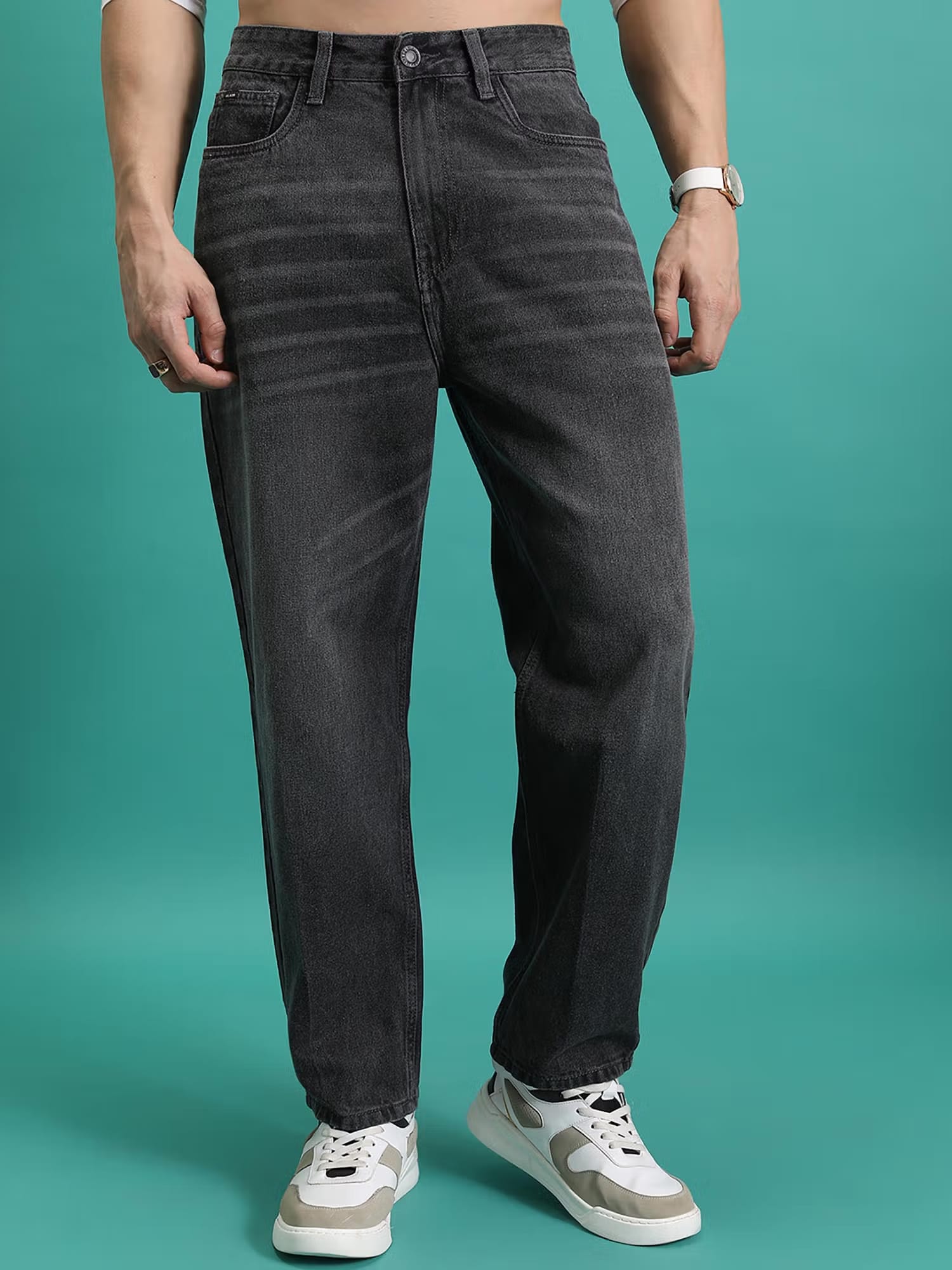 HIGHLANDER Men's Black Relax Fit Baggy Jeans Nykaa Fashion sale