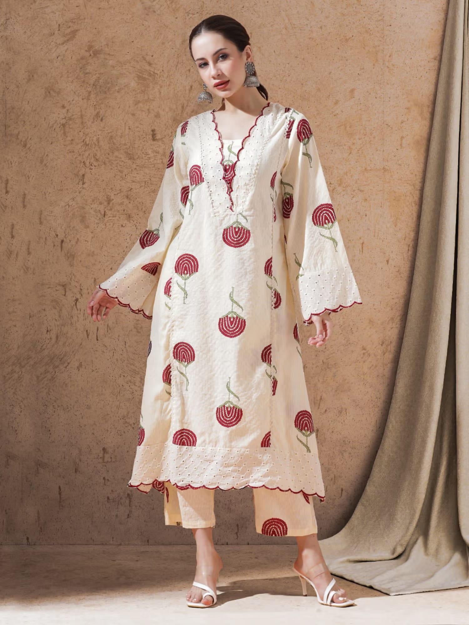 SHAHAD White Floral Printed A-Line Kurta and Pant Set Nykaa Fashion sale