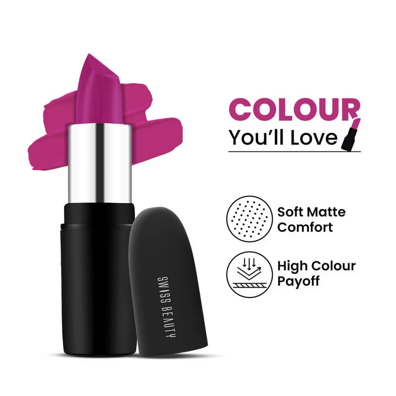 Swiss Beauty Pure Matte Lipstick , Non-Drying, Smooth Glide, Long Lasting Nykaa sale