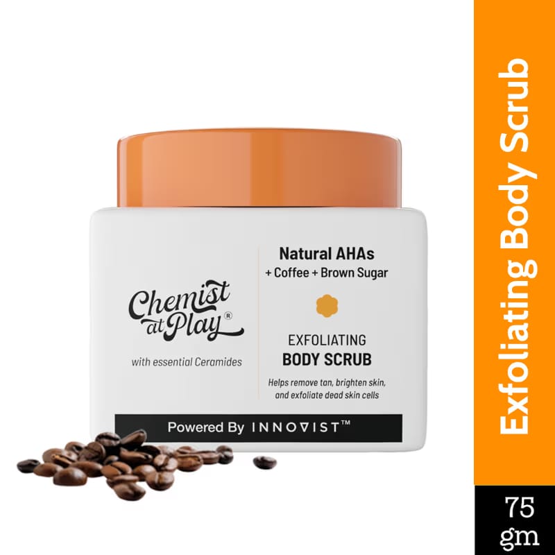 Chemist at Play Exfoliating Natural AHAs Body Scrub For Removing Tan & Dead Skin Cells-Coffee Body S Nykaa sale