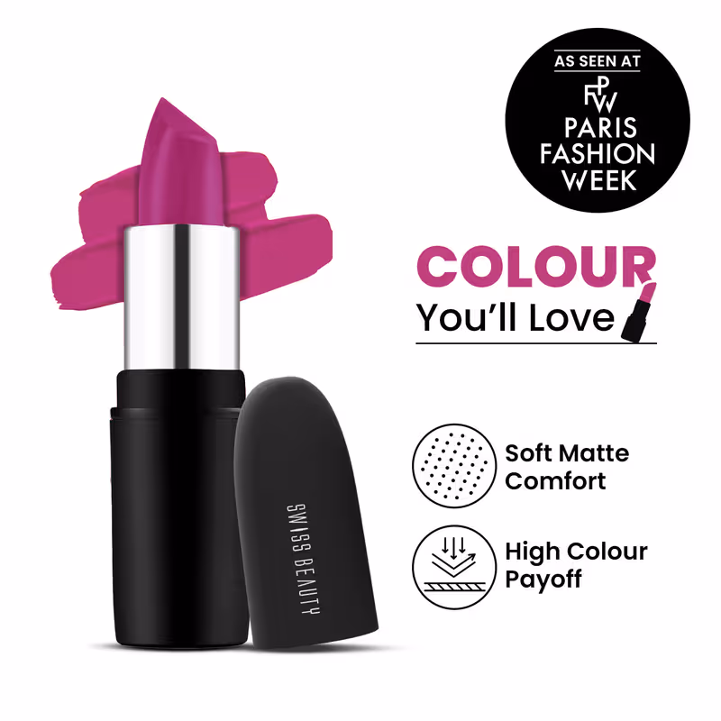 Swiss Beauty Pure Matte Lipstick , Non-Drying, Smooth Glide, Long Lasting Nykaa sale