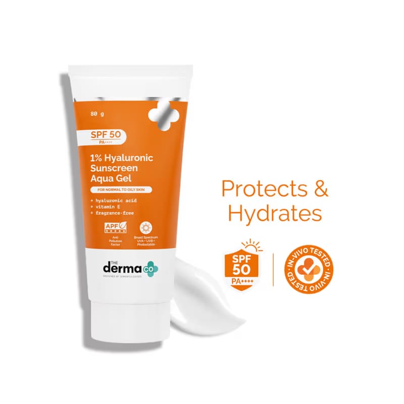 The Derma Co 1% Hyaluronic Sunscreen SPF 50 PA+++ Aqua Gel Nykaa sale