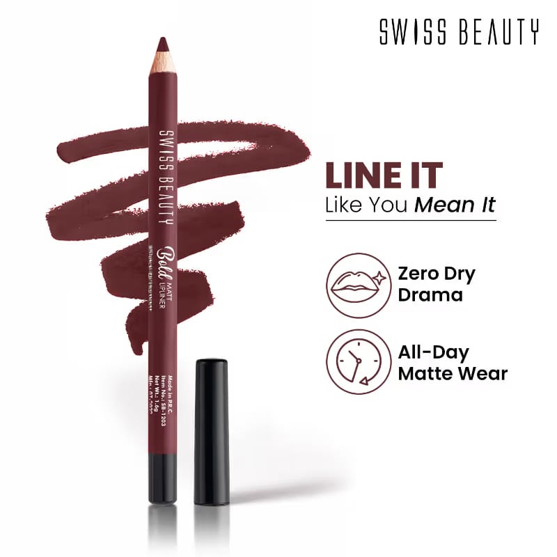 Swiss Beauty Bold Matt Lip Liner Pencil, Long-Lasting Matte Finish Nykaa sale