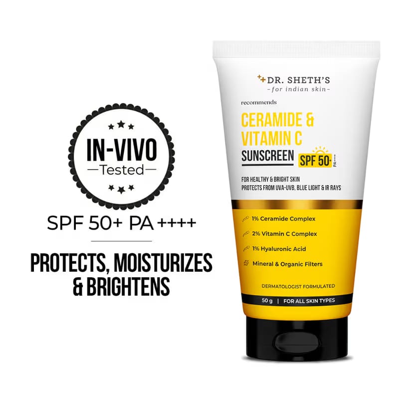 Dr. Sheth's Ceramide & Vitamin C Sunscreen SPF 50+ PA++++ Nykaa sale