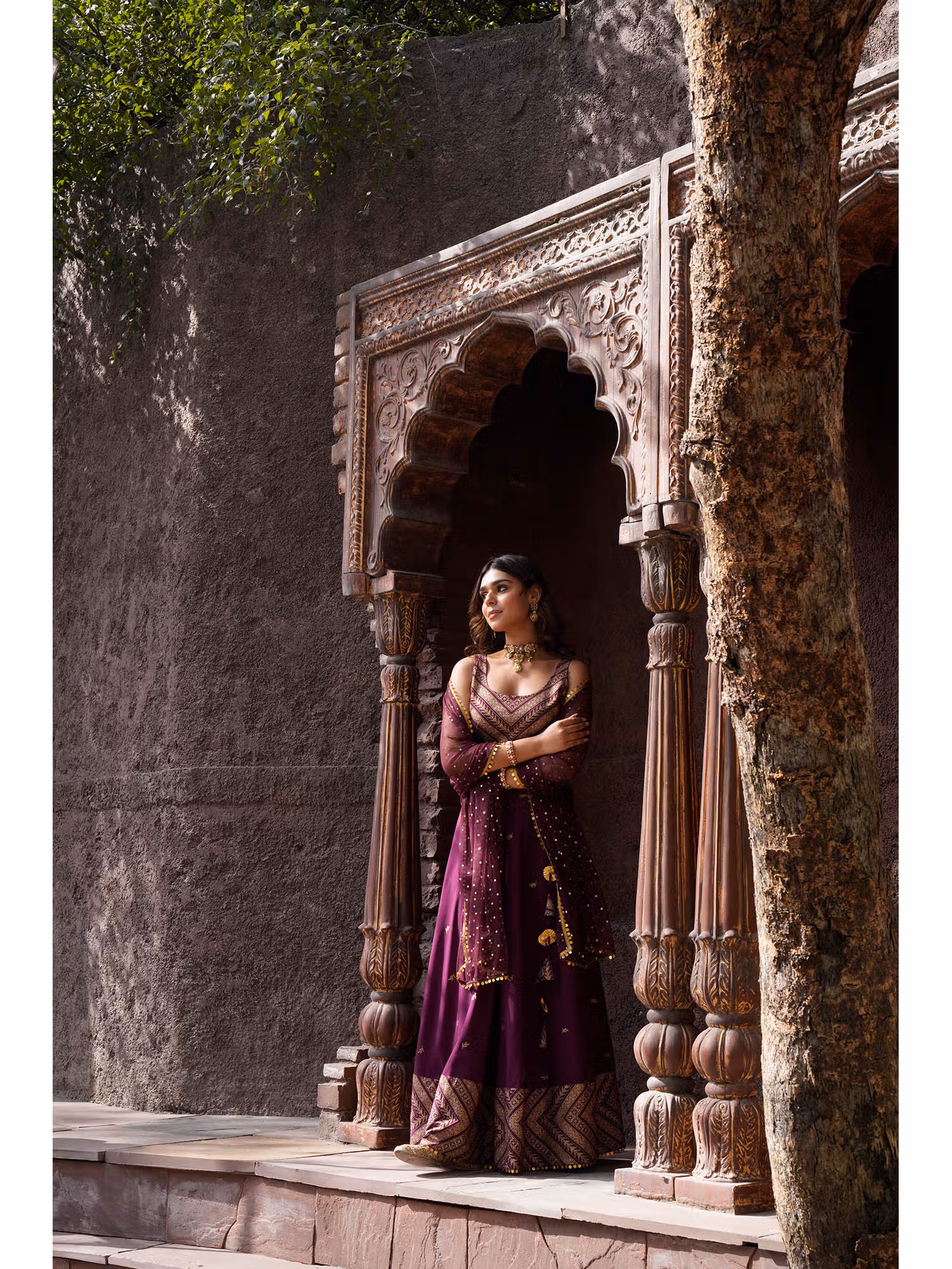 Wine Gold Toned Sequinned Print Ready To Wear Lehenga Blouse with Dupatta (Set Of 3) Nykaa Fashion sale