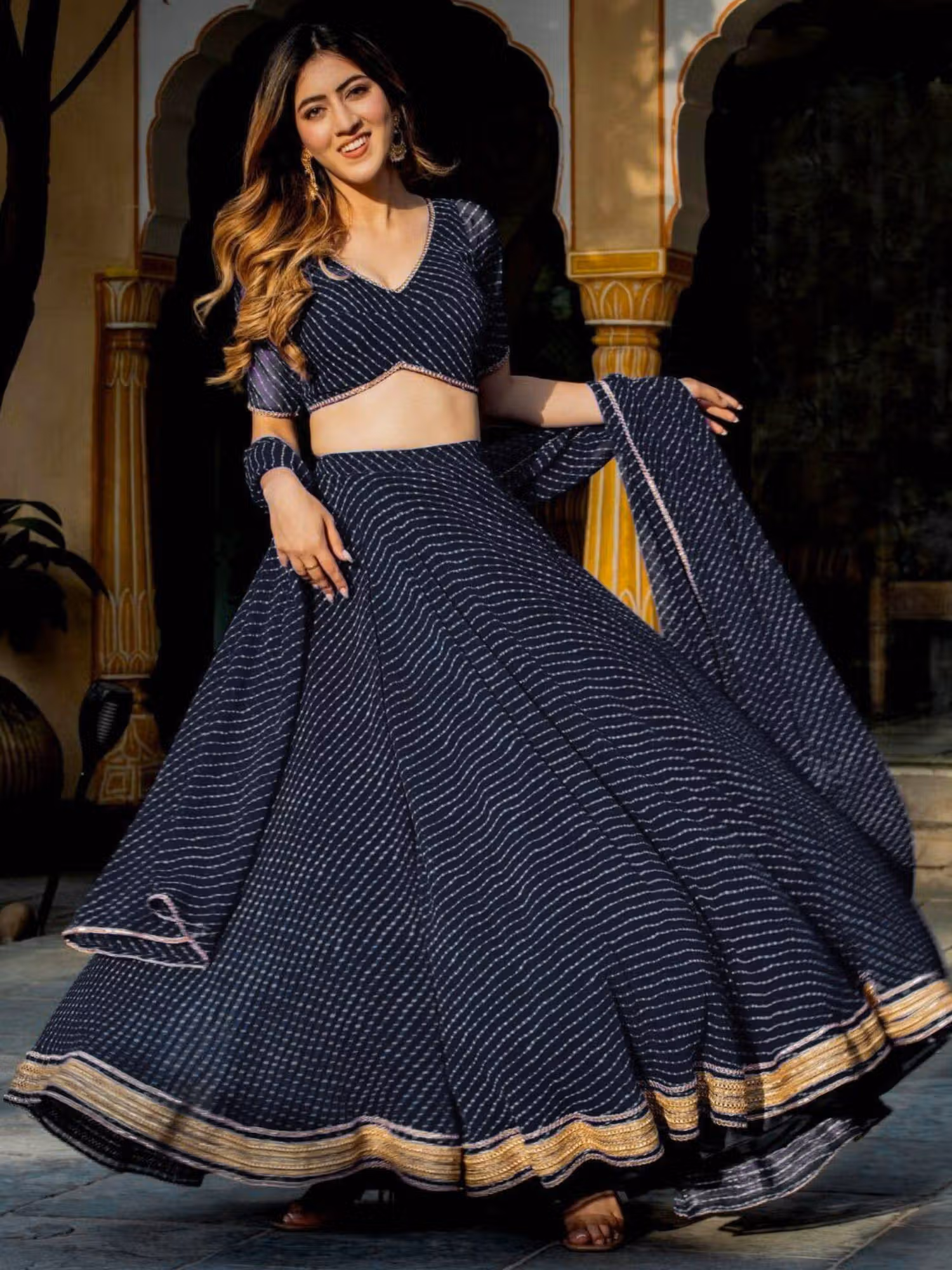 Black Bandhani Lehenga (Set of 3) Nykaa Fashion sale