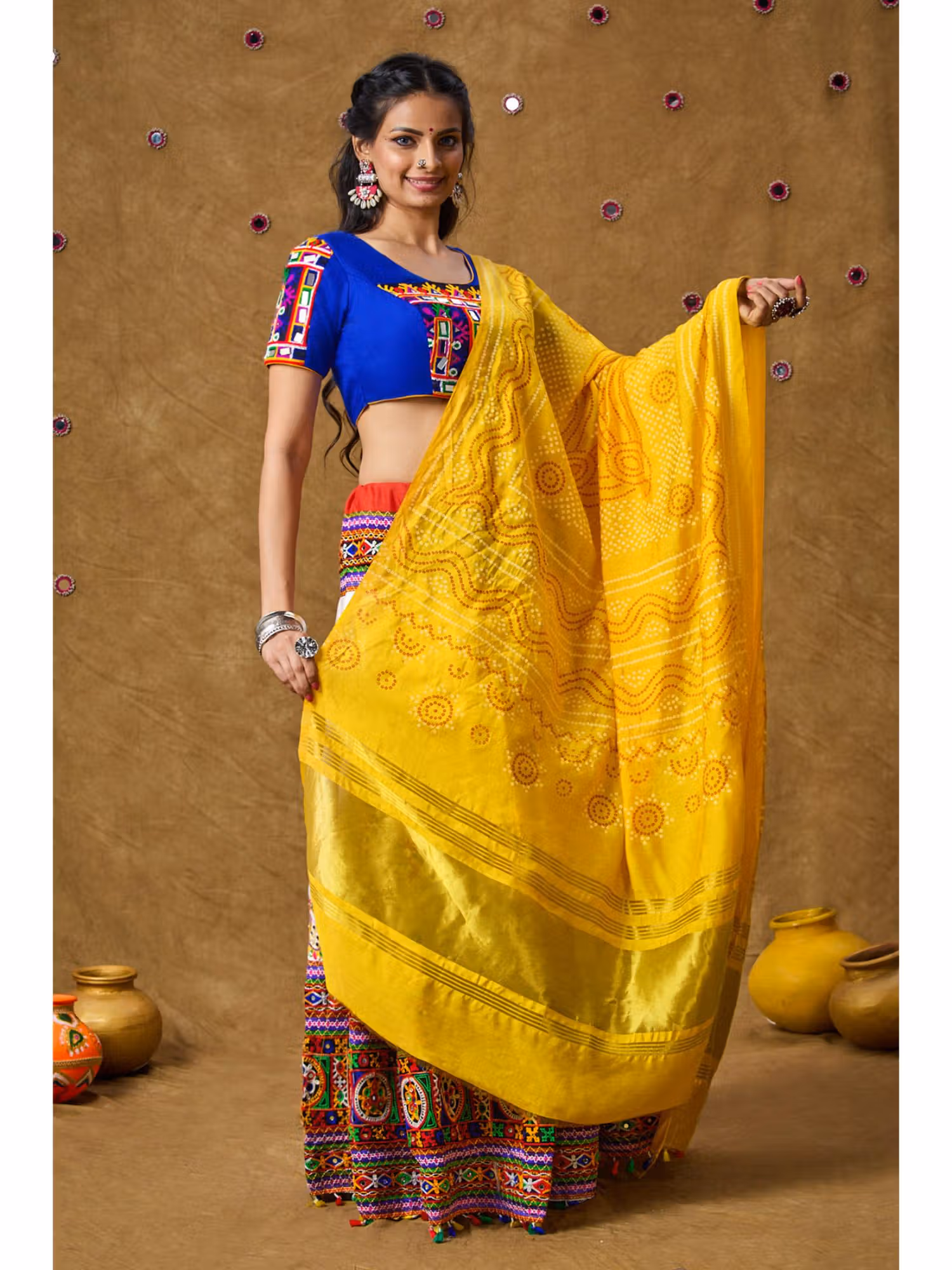 Yellow Silk Bandhej Printed Garba Special Dupatta Nykaa Fashion sale