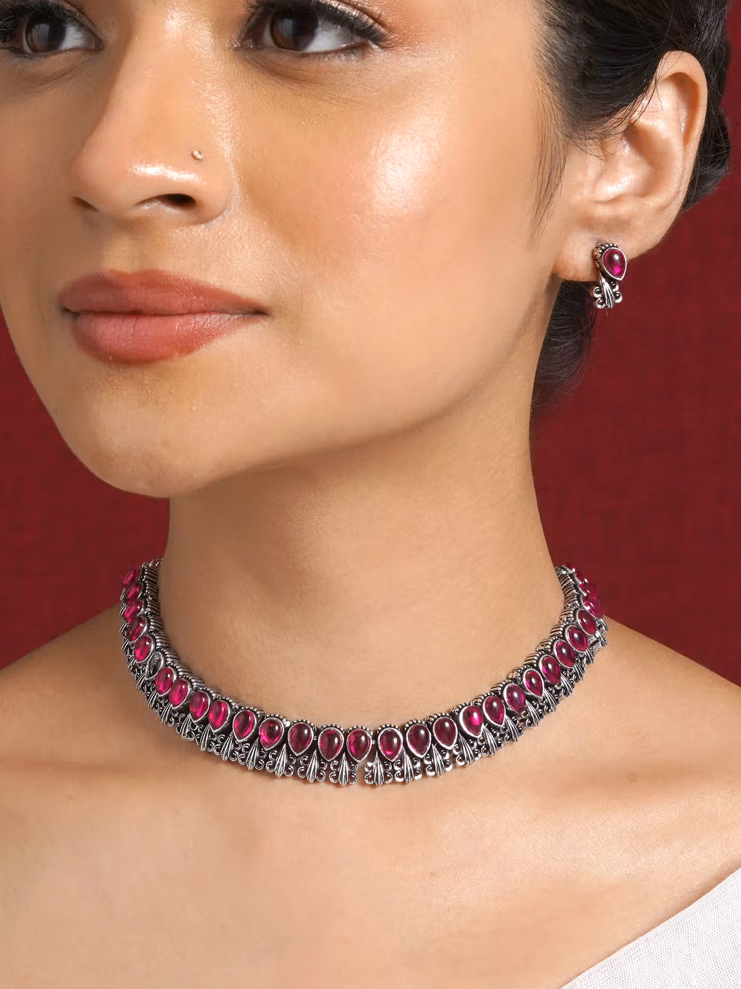 Silver Blush Blossom Necklace Set Nykaa Fashion sale