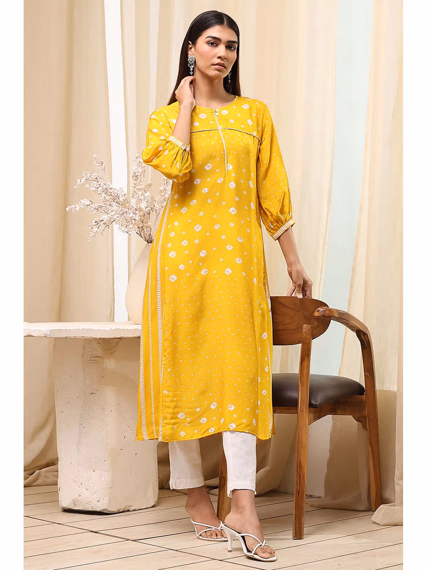 Women Yellow Modal Blend Printed Kurta Nykaa Fashion sale