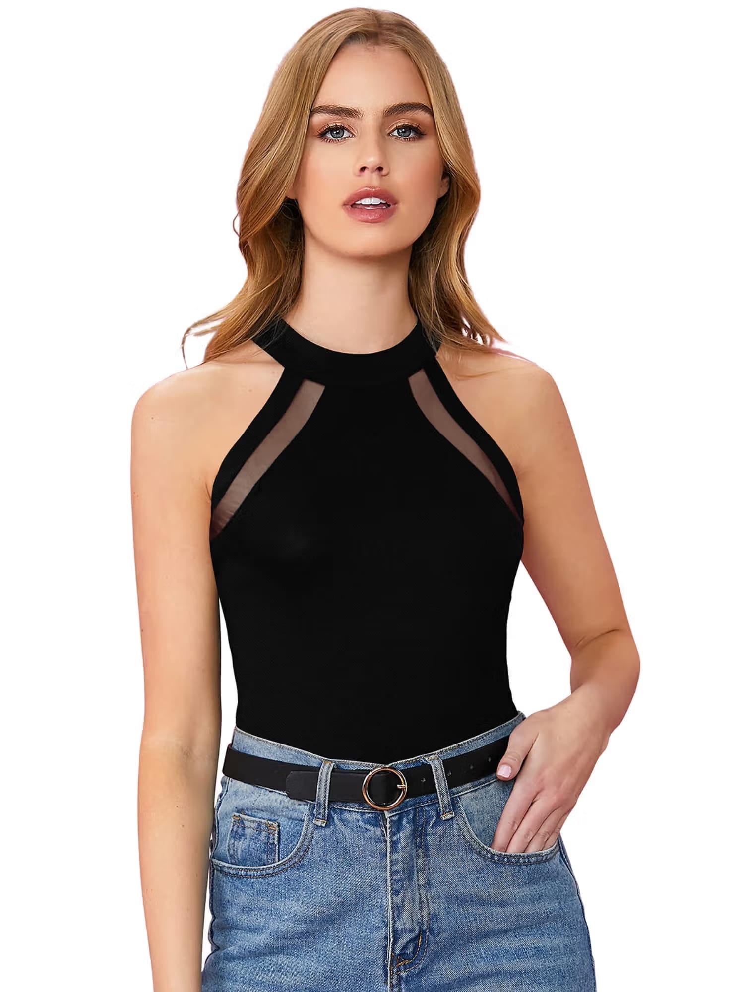 Odette Black Polyester Solid Top For Women Nykaa Fashion sale
