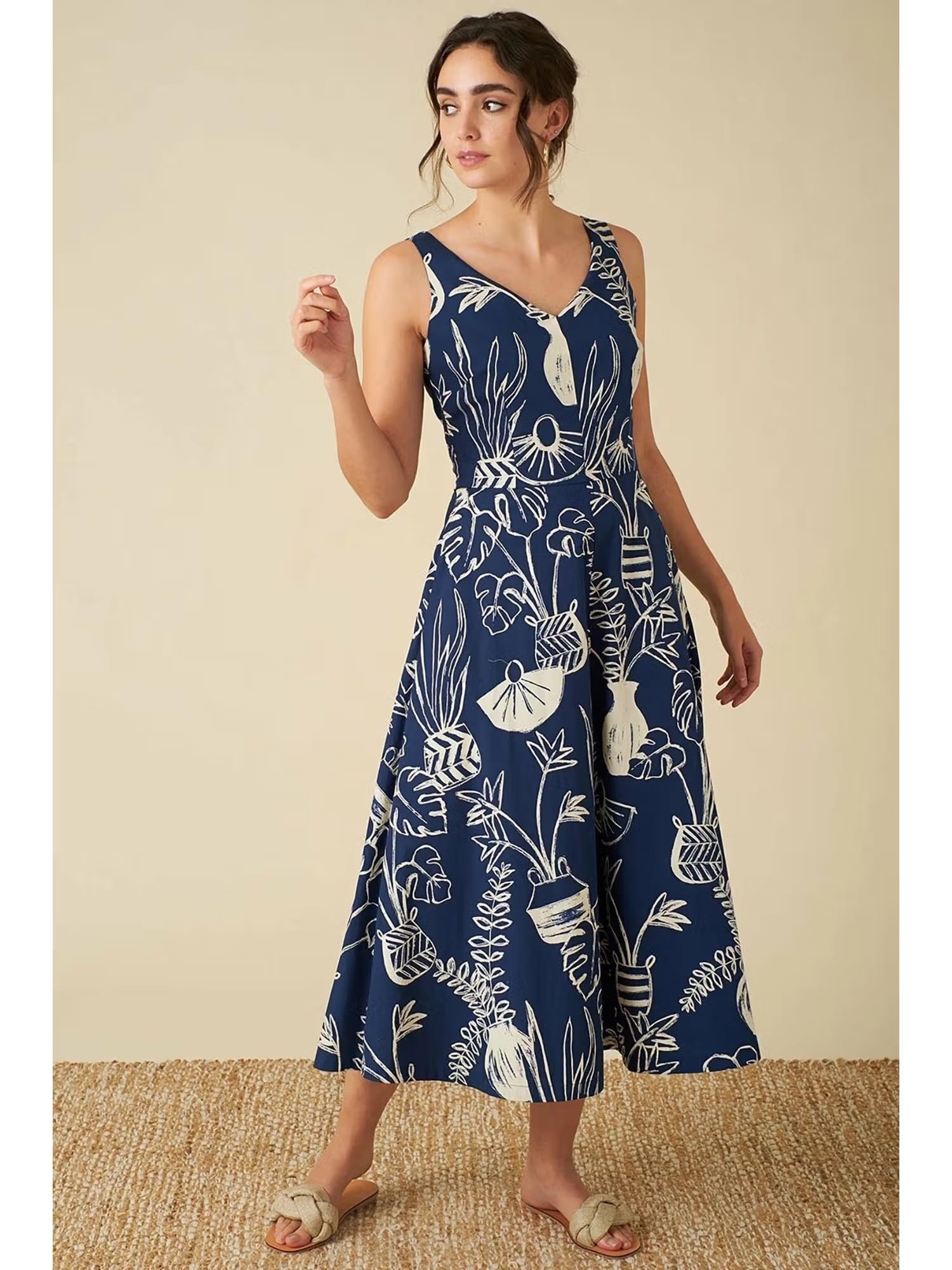 PIMU V-Neck Blue Midi Dress Nykaa Fashion sale