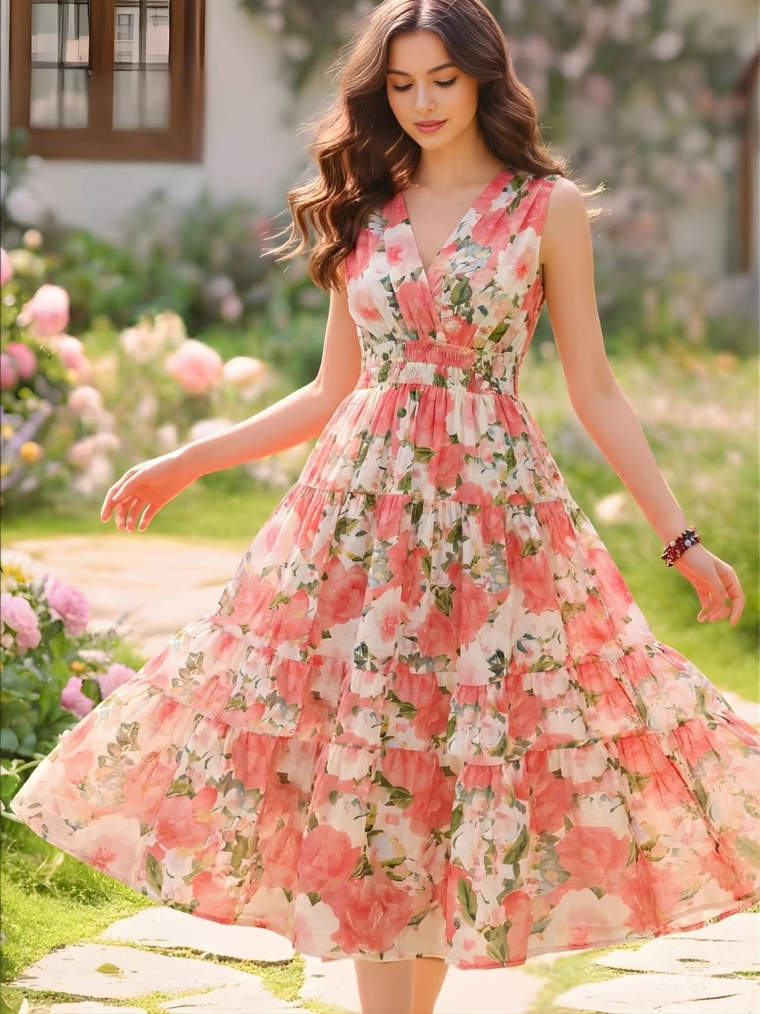 Sera Women Pink Cotton Floral Flared Dress Nykaa Fashion sale