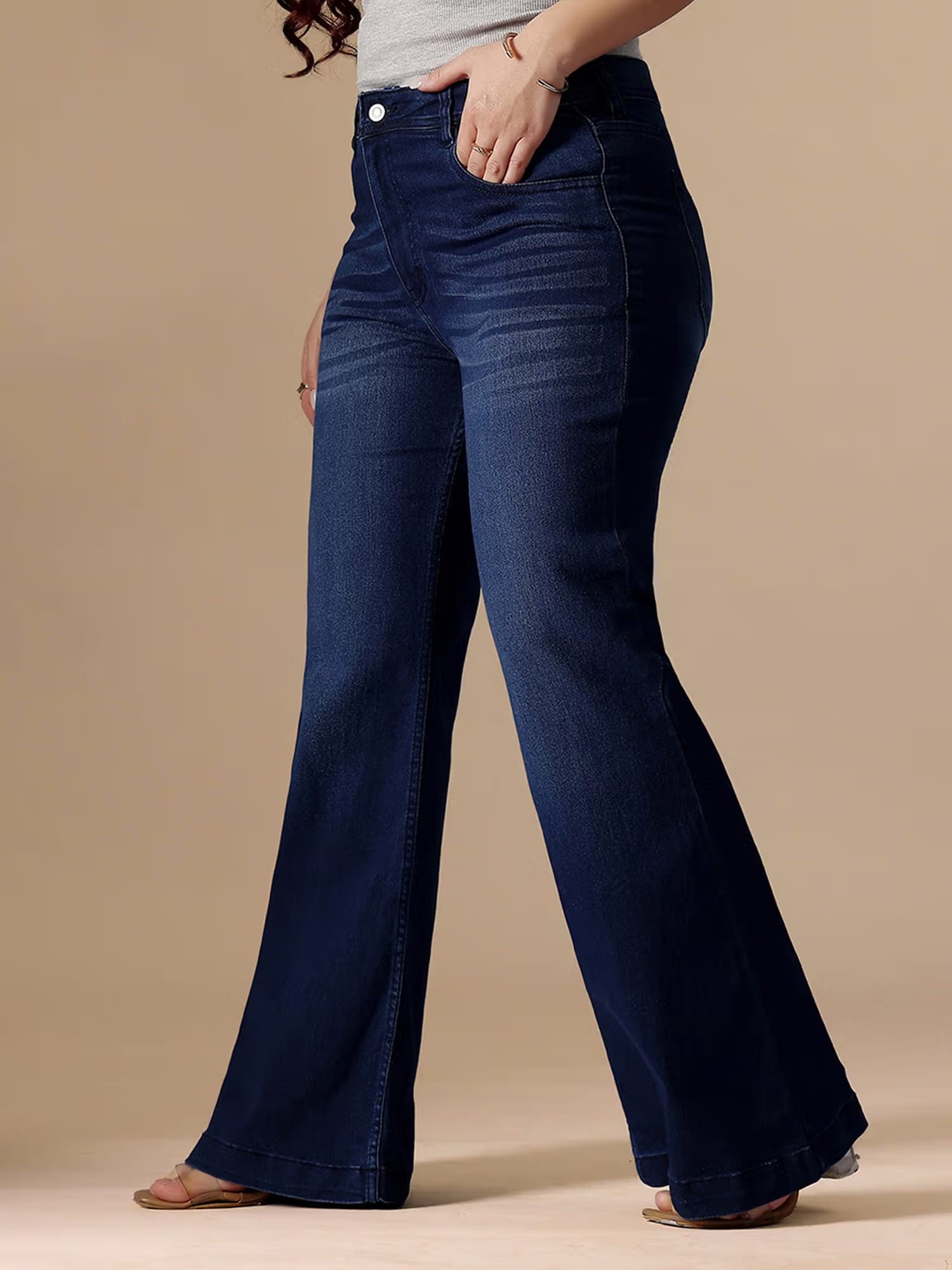 Miss Chase A+ Curve Collection Plus Size Women Navy Blue Stretchable Bootcut Jeans Nykaa Fashion sale