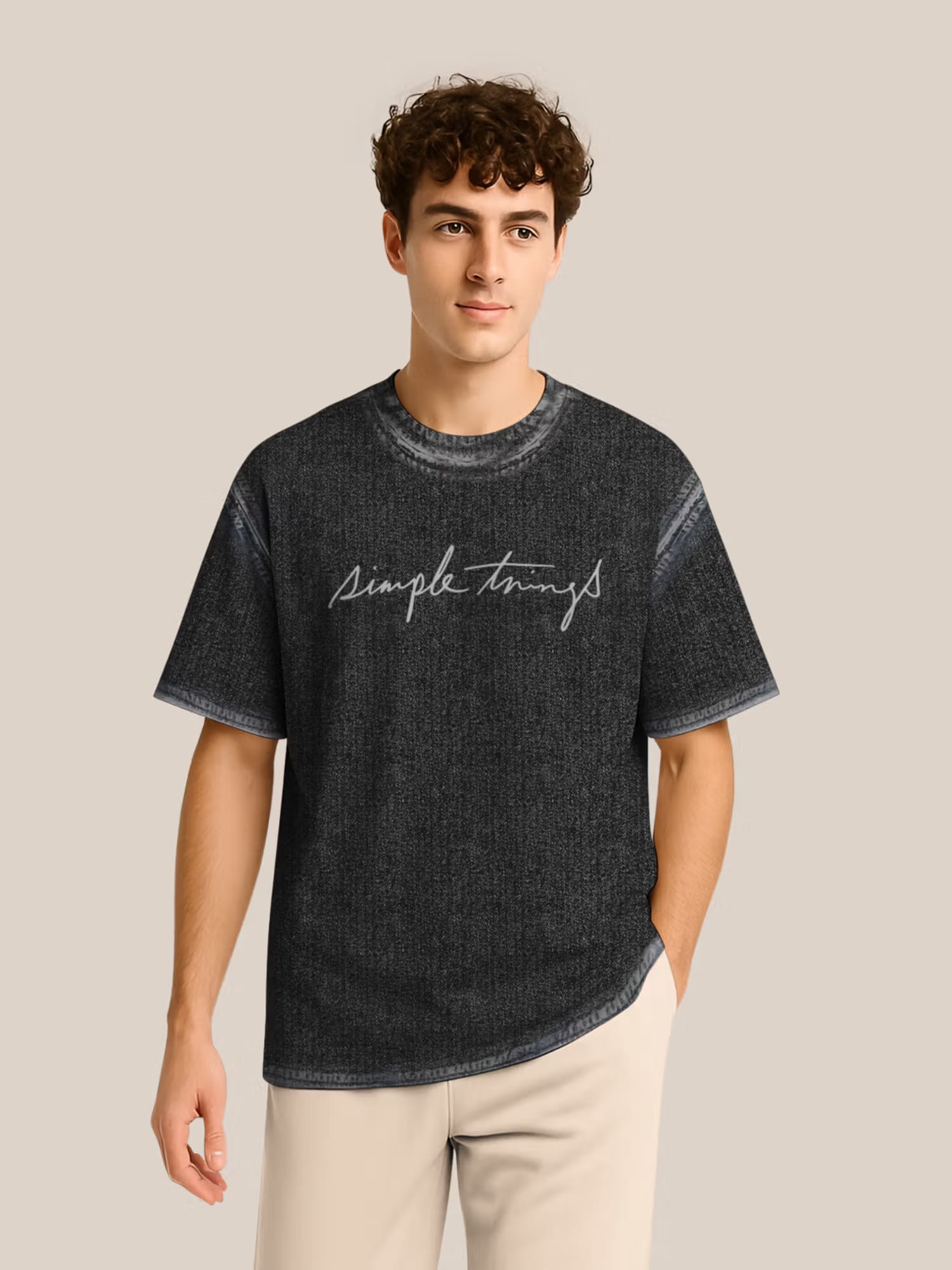 BULLMER Trendy Denim Black Half Sleeve Oversized Crew Neck T-Shirt for Men Nykaa Fashion sale