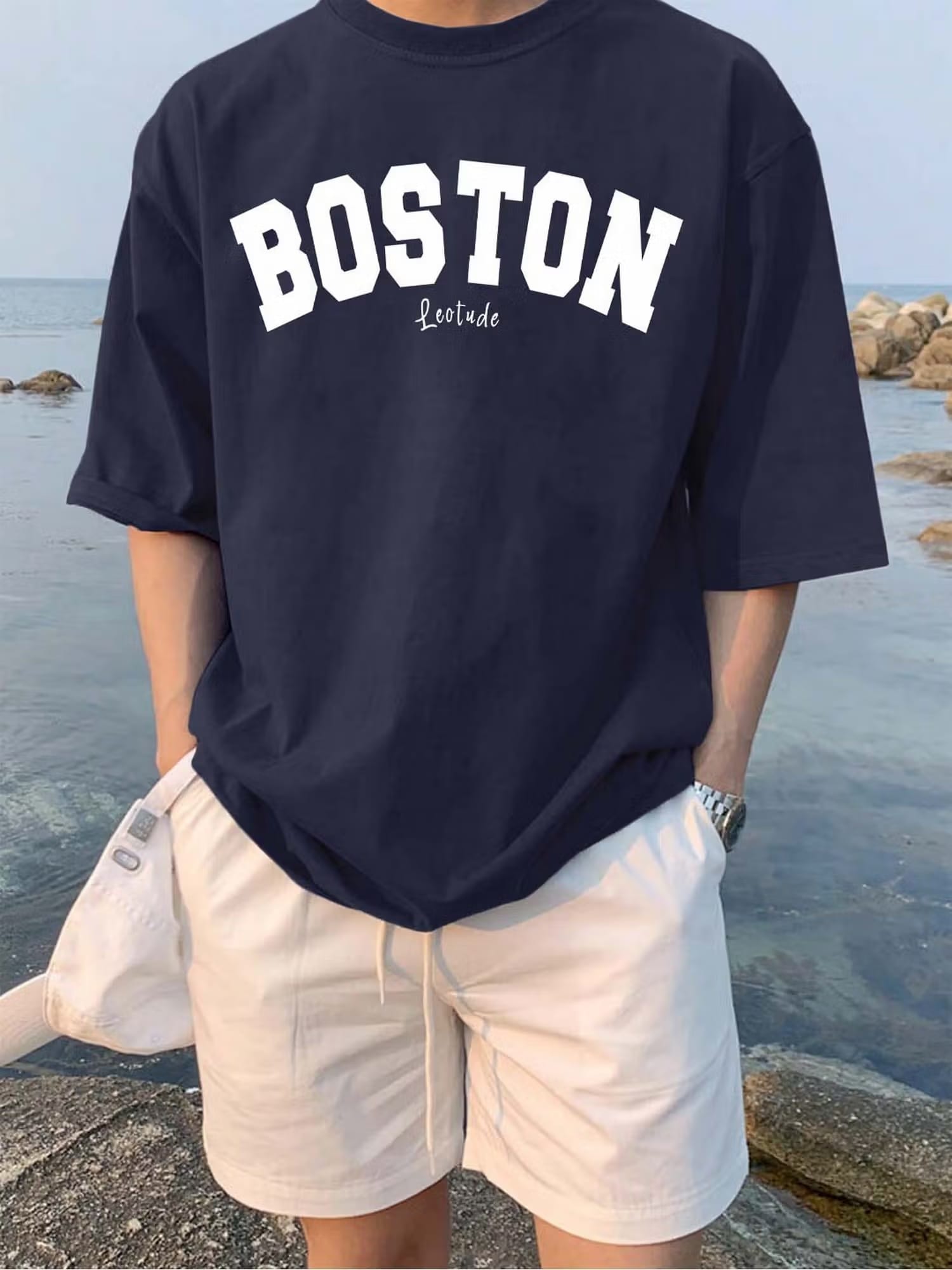 LEOTUDE Printed Men's Navy Blue Cotton Blend T-Shirt Nykaa Fashion sale