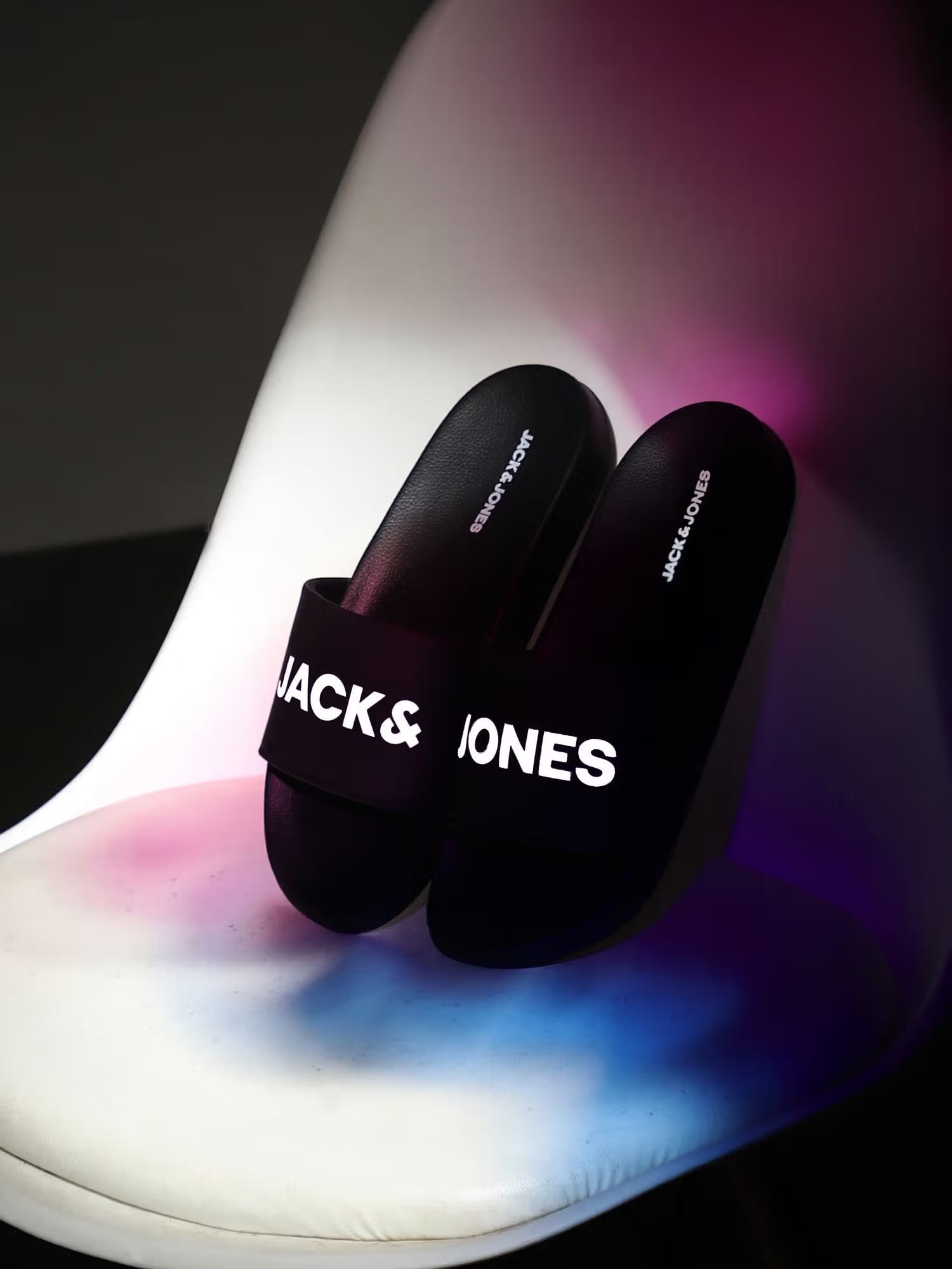 Jack & Jones Black Logo Print Sliders Nykaa Fashion sale