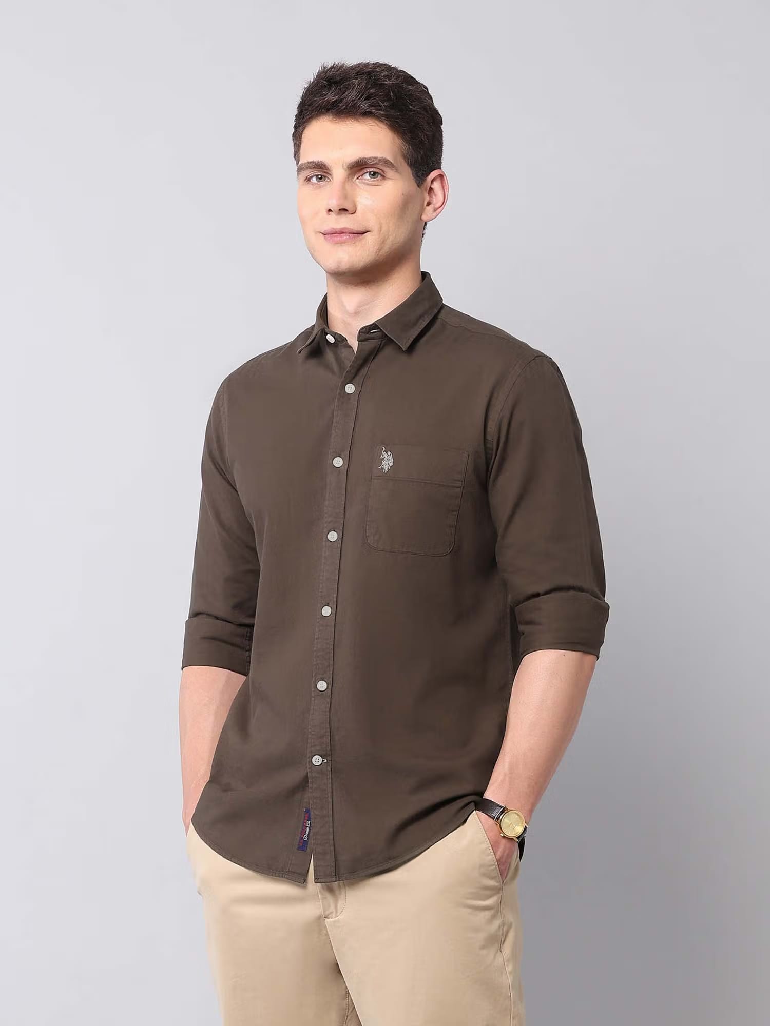 U.S. Polo Assn. Denim Co. Men Brown Solid Casual Shirt Nykaa Fashion sale