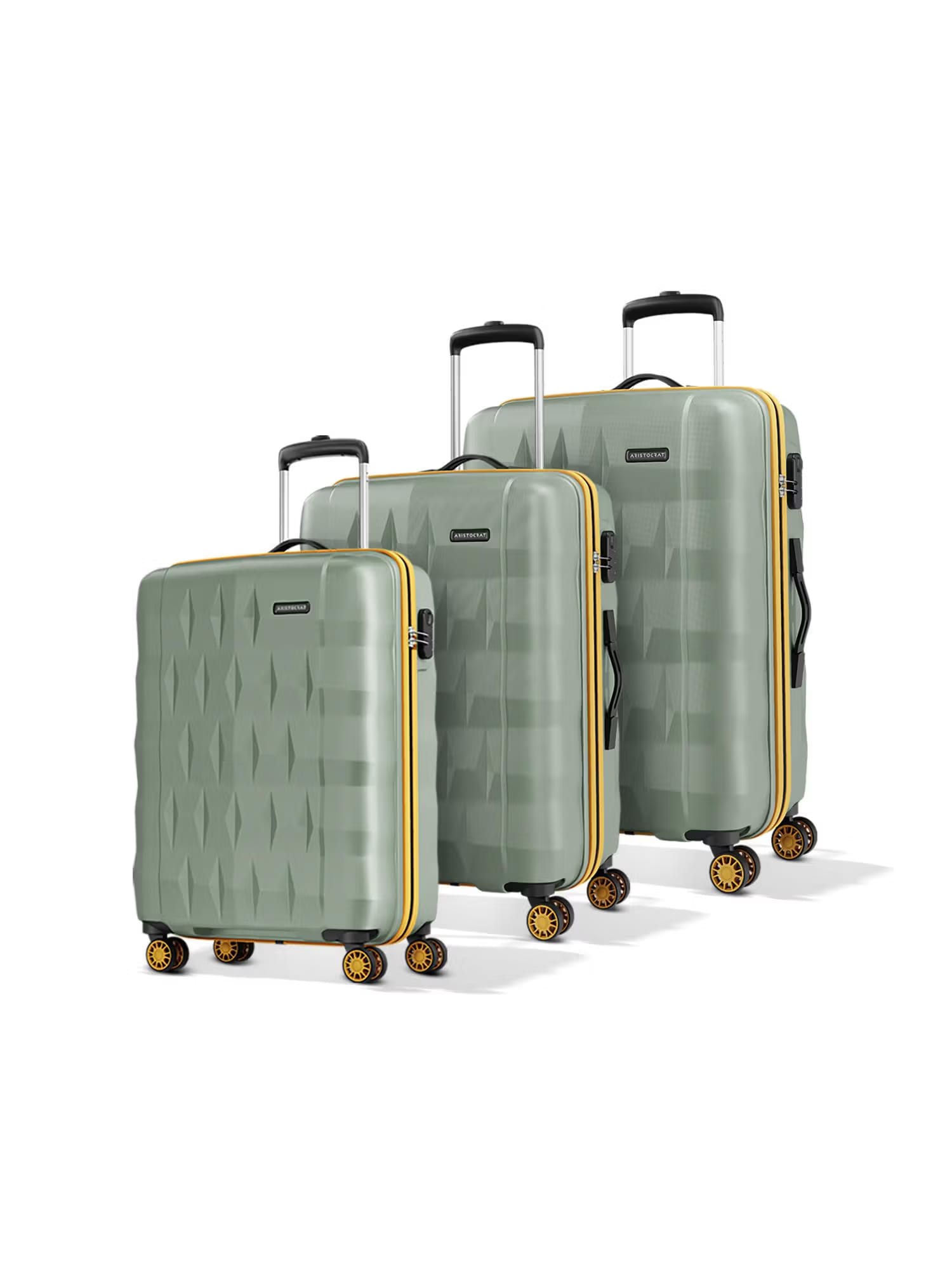 Aristocrat Comet Hard Luggage Trolley Bags - Green (Pack of 3) Nykaa Fashion sale
