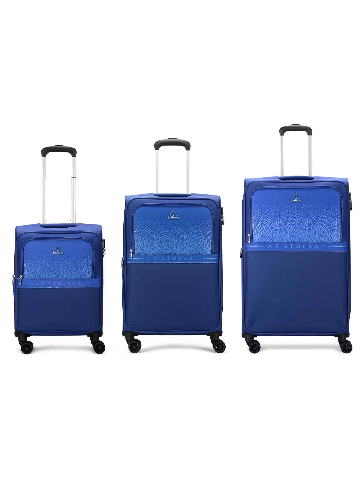 Aristocrat Drift Blue Combination Lock Soft Trolley Bags (Set of 3) (S/M/L) Nykaa Fashion sale