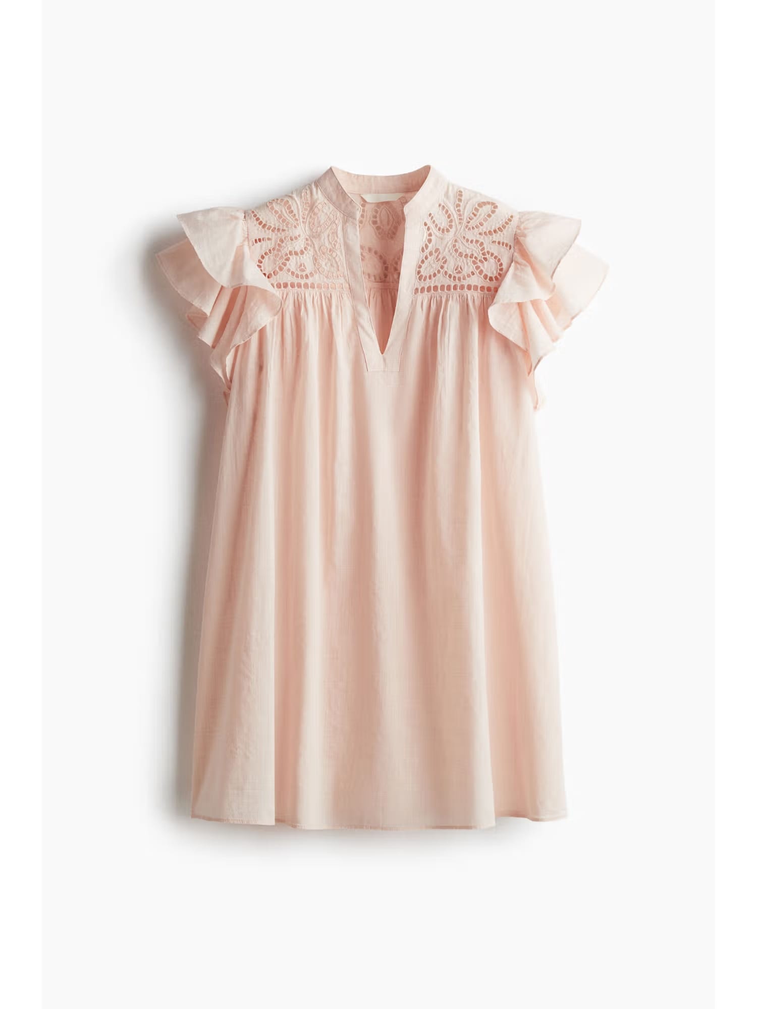 H&M Women Orange Flutter-Sleeve Dress with Broderie Anglaise Nykaa Fashion sale