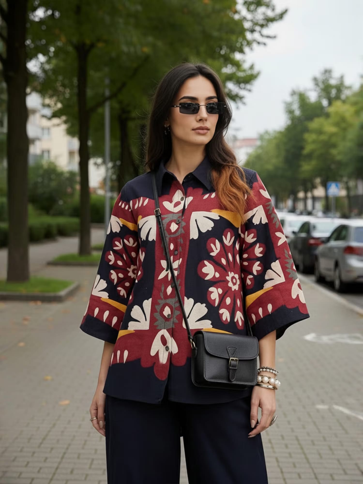 ZUMMER Navy Blue Printed Shirt with Pant Set Nykaa Fashion sale