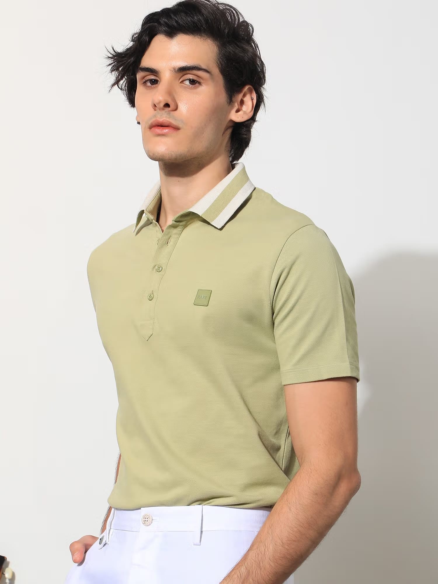Rare Rabbit Divide Dusky Green Collared Neck Polo T-Shirt Nykaa Fashion sale