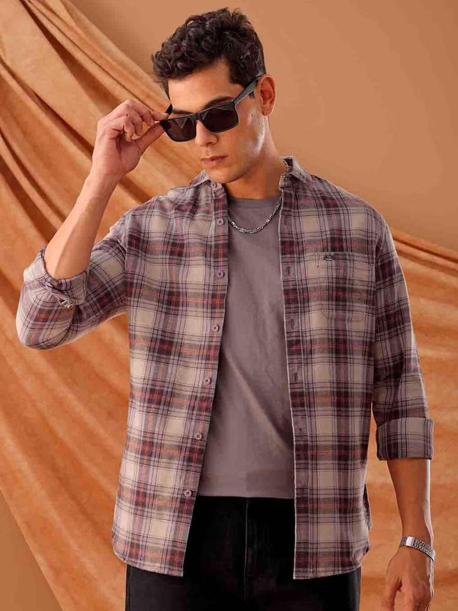 The Indian Garage Co Men's Slim Fit Checkered Casual Shirt Nykaa Fashion sale