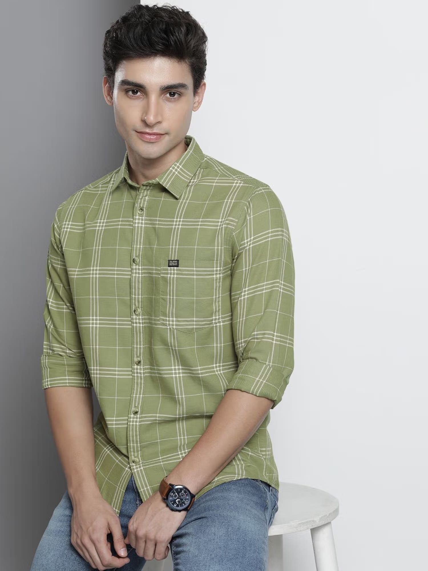 The Indian Garage Co Men Slim Fit Checkered Full Sleeve Casual Shirt Nykaa Fashion sale