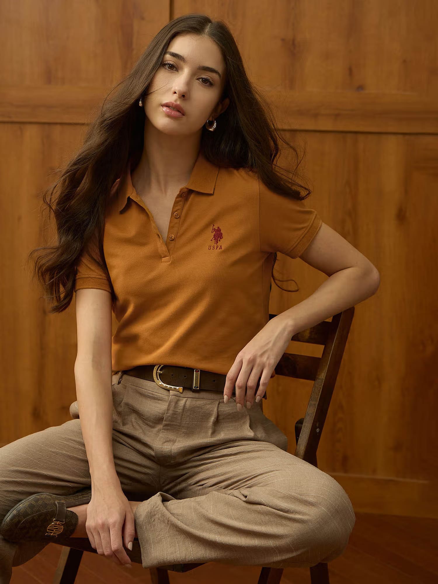 U.S. Polo Assn. Orange Solid Regular Fit Polo T-Shirt Nykaa Fashion sale