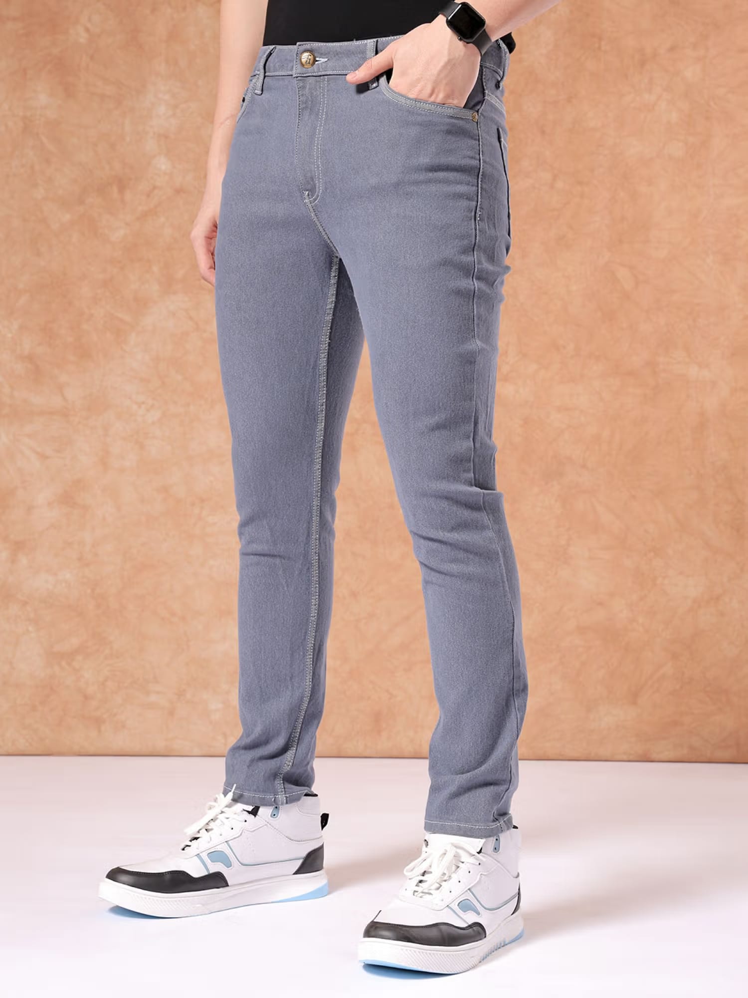 The Indian Garage Co Men Slim Fit Solid Mid Rise Stretchable Jeans Nykaa Fashion sale