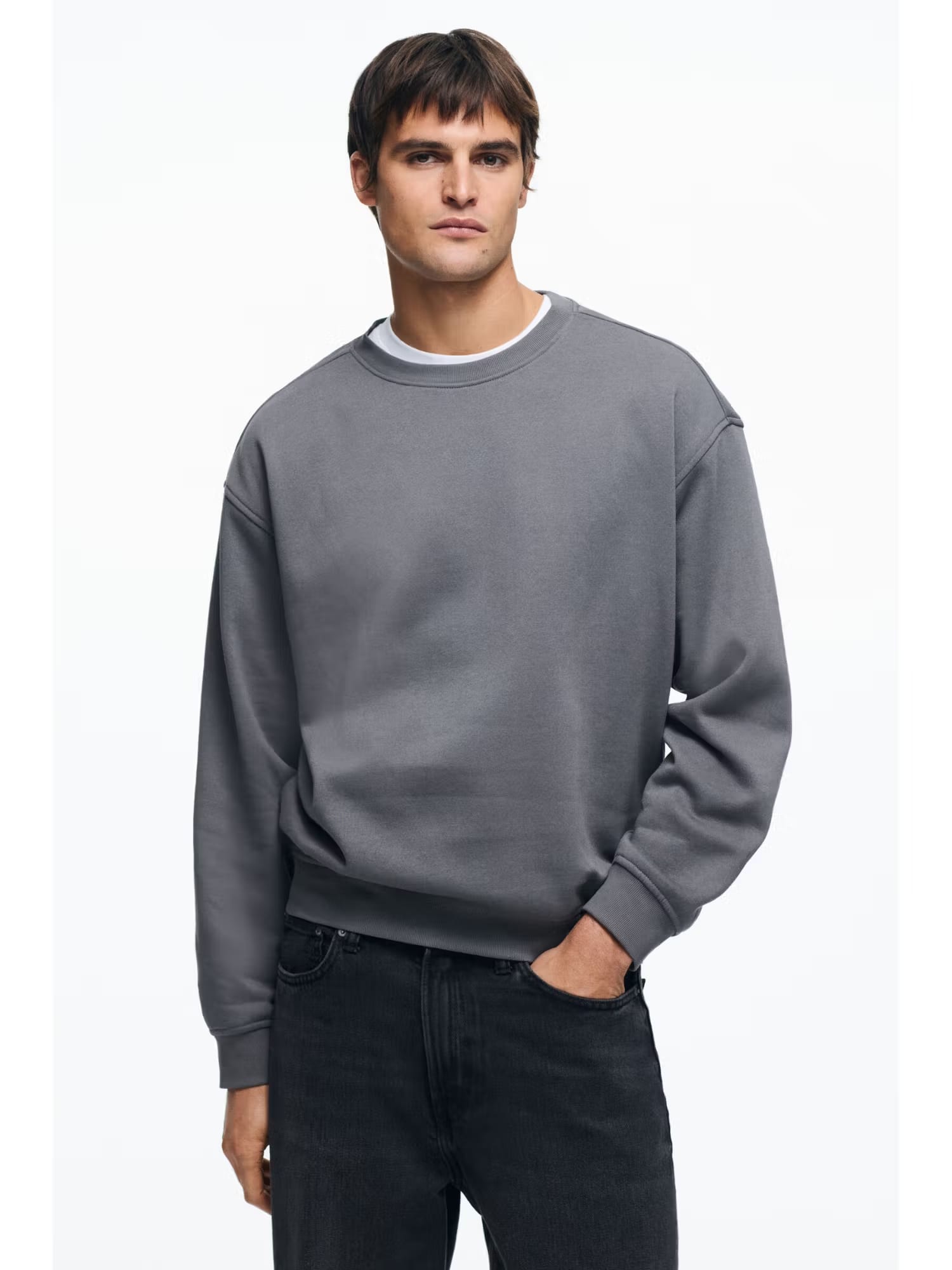 H&M Men Grey Loose Fit Sweatshirt Nykaa Fashion sale