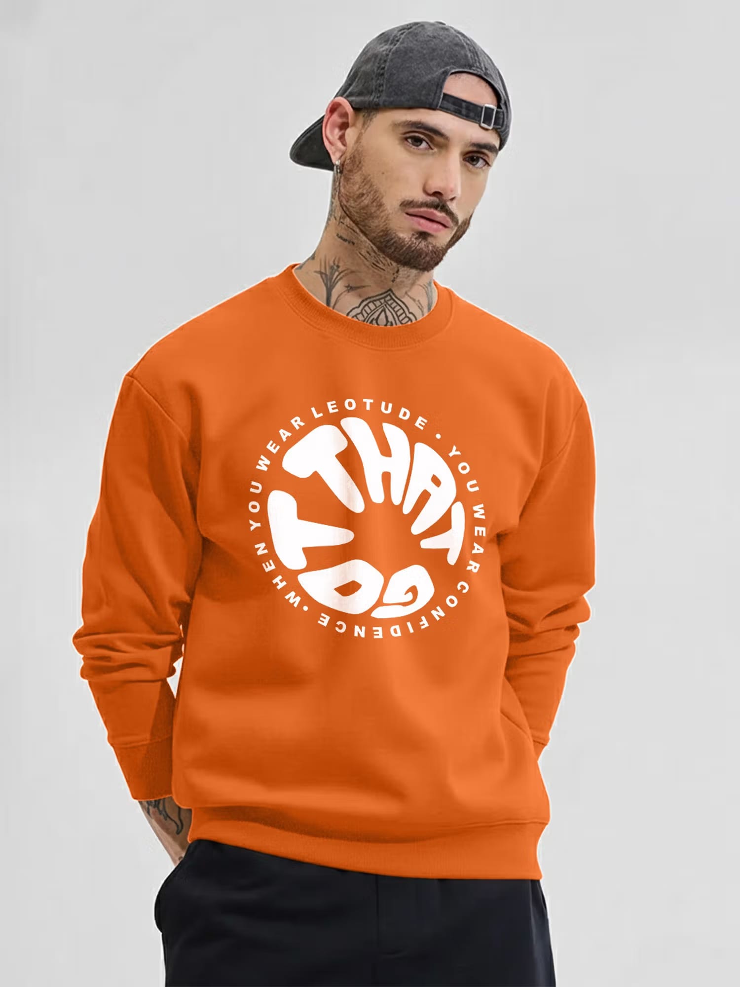 LEOTUDE Full Sleeve Printed Orange Sweatshirt Nykaa Fashion sale