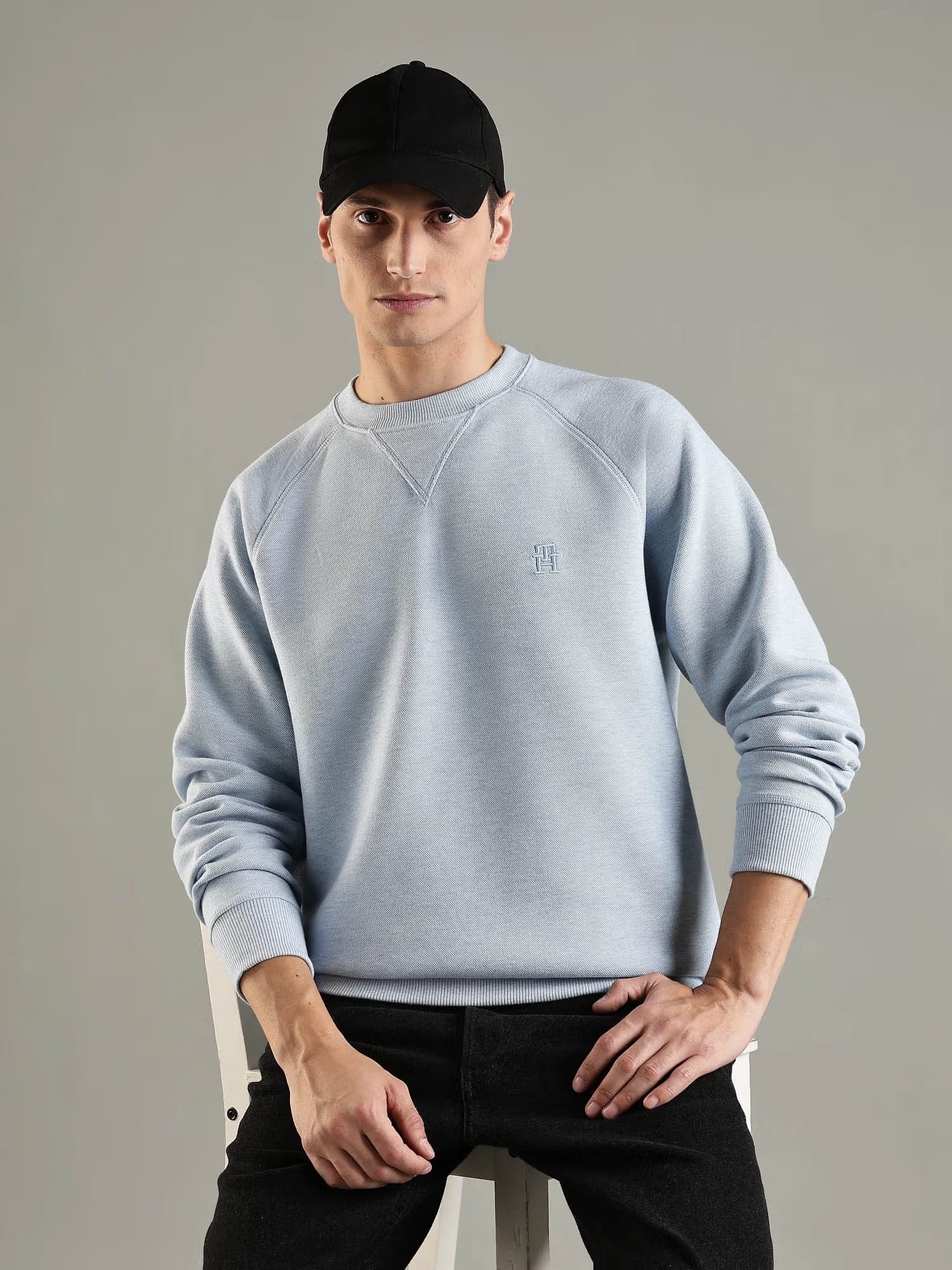 Tommy Hilfiger Blue Solid Regular Fit Sweatshirt Nykaa Fashion sale