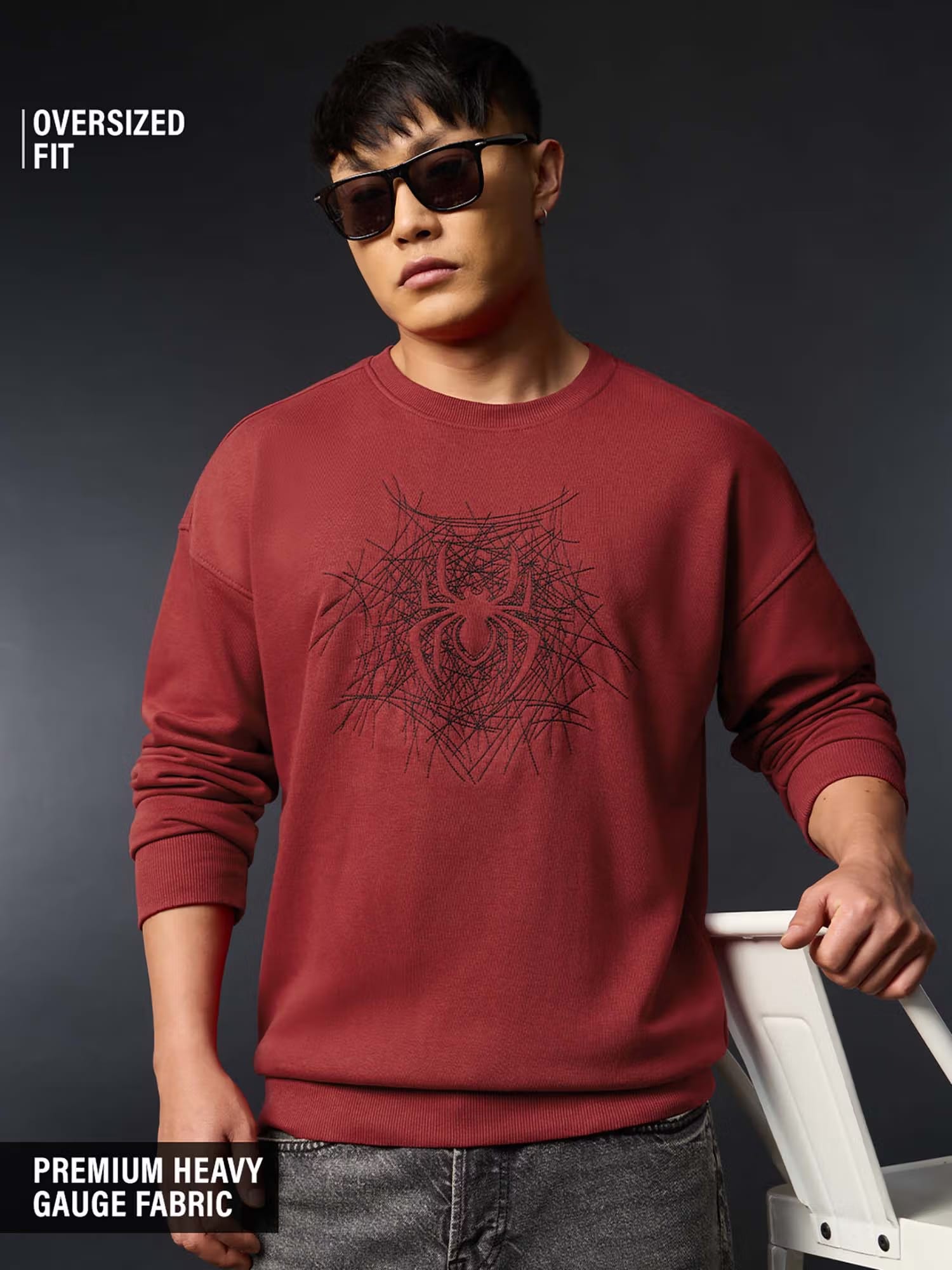 The Souled Store Marvel Spider-Man Red Oversized Sweatshirt Nykaa Fashion sale