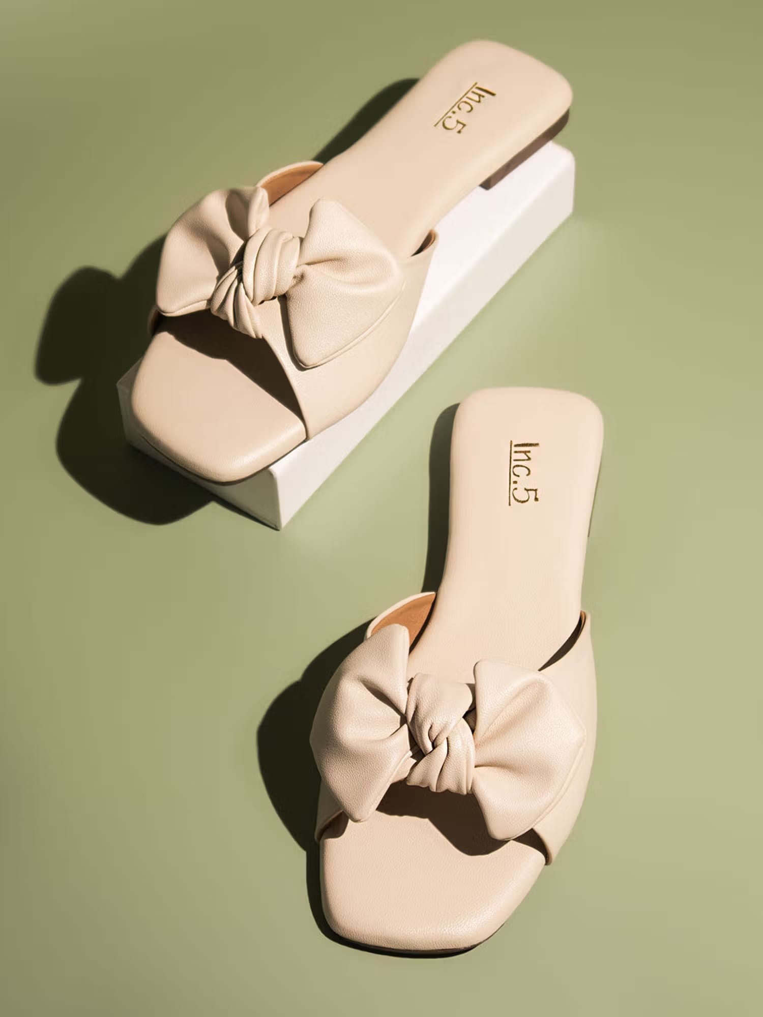 Inc.5 Women Cream Bow Strap Flats Nykaa Fashion sale