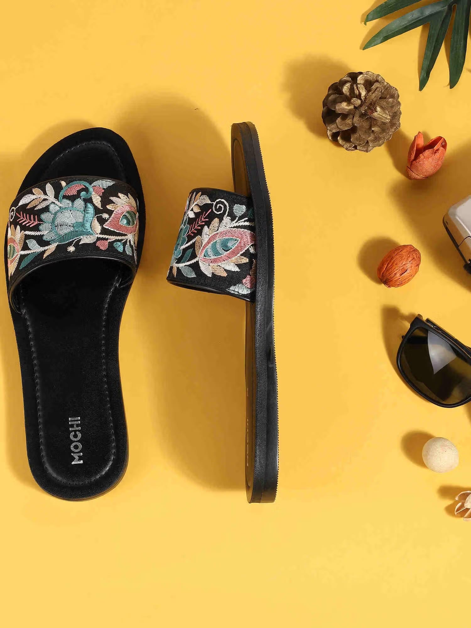 Mochi Women Black Casual Flats Nykaa Fashion sale
