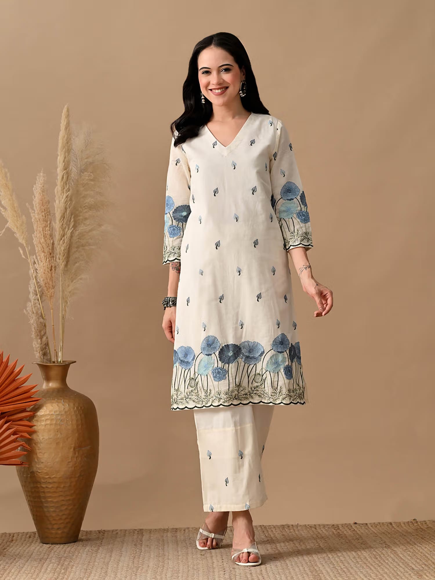MYSHKA Women Off White Embroidered Co-Ord Set Nykaa Fashion sale