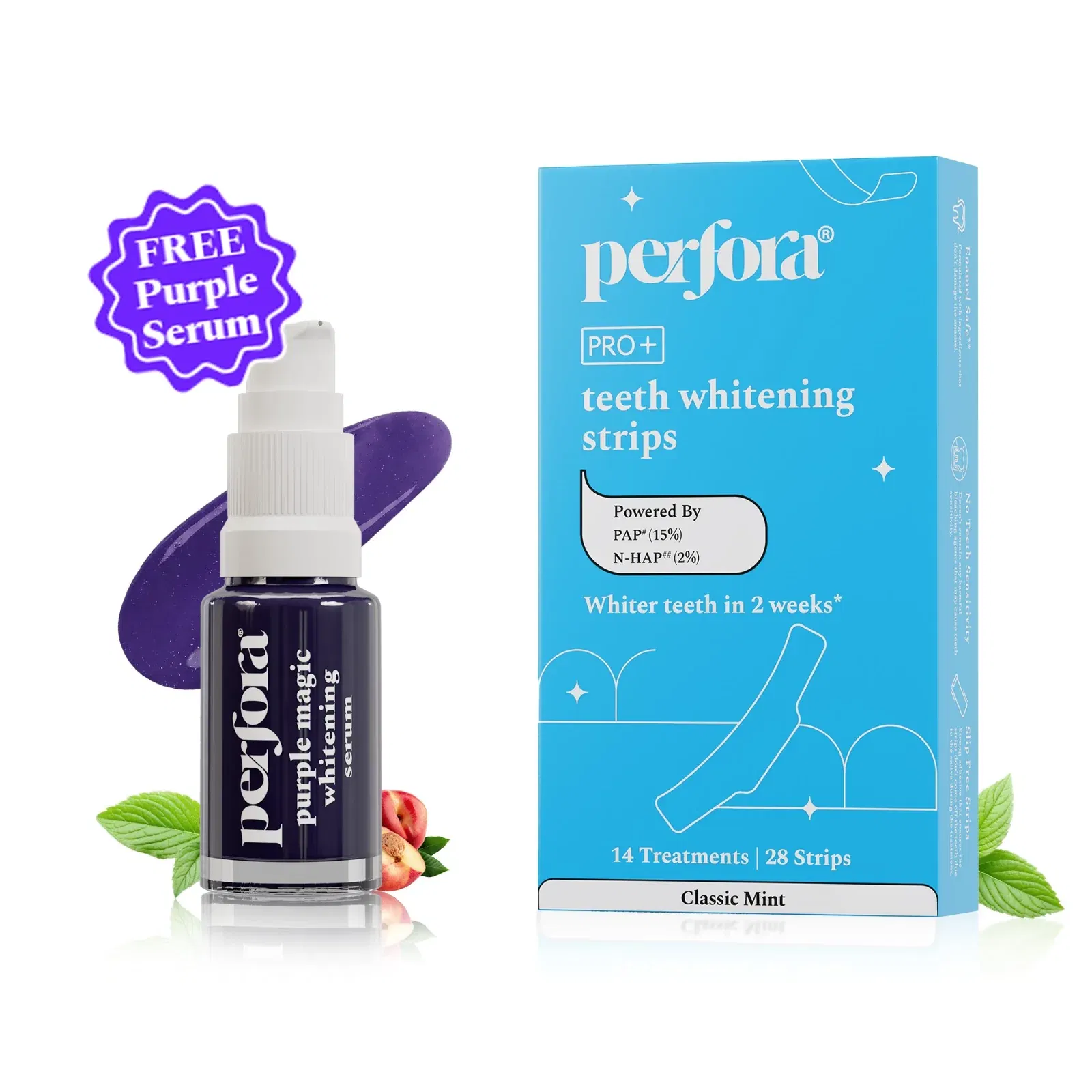 Perfora Teeth Whitening Strips with Purple Magic Whitening Toothpaste Perfora sale