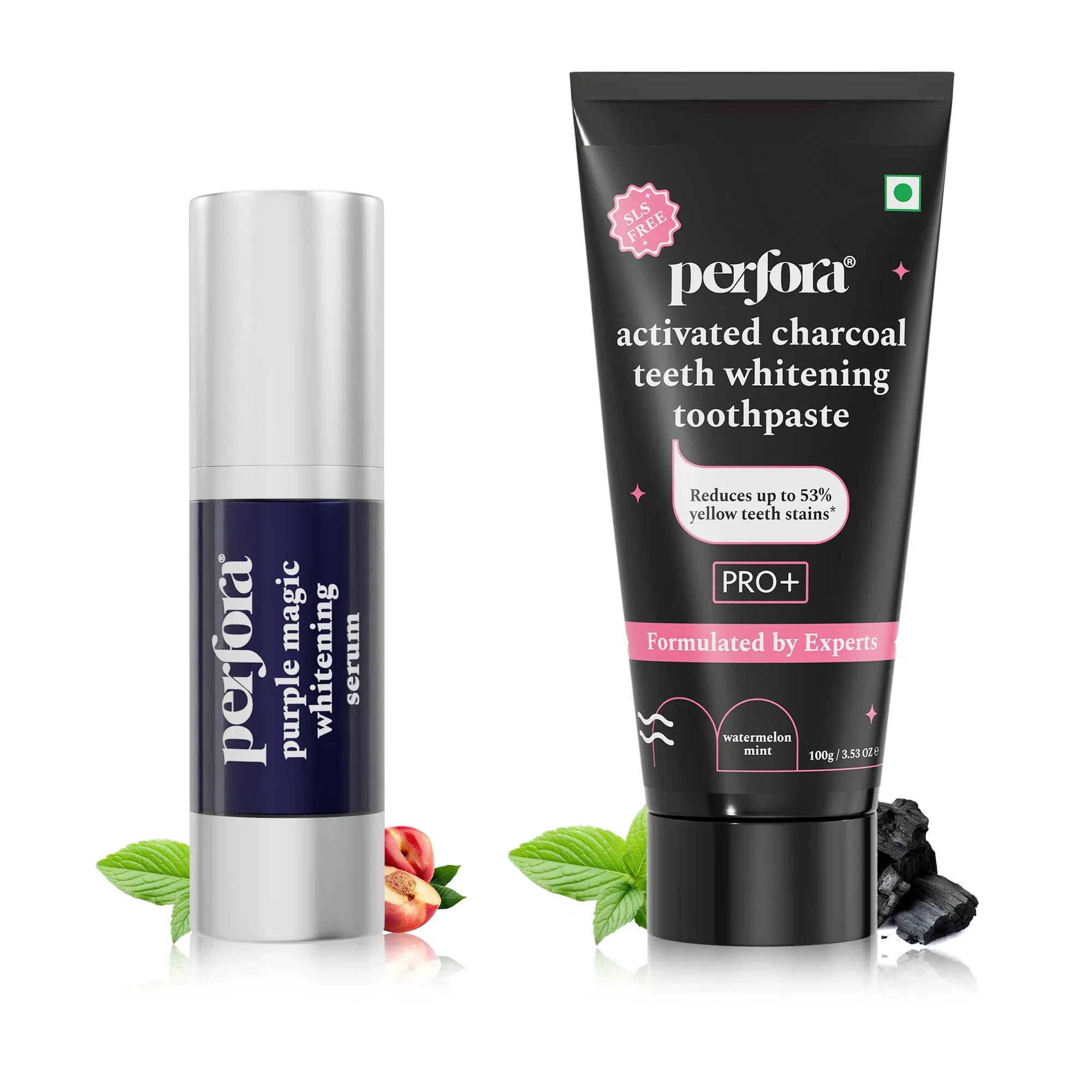 Perfora Activated Charcoal Toothpaste and Purple Whitening Serum Combo Perfora sale