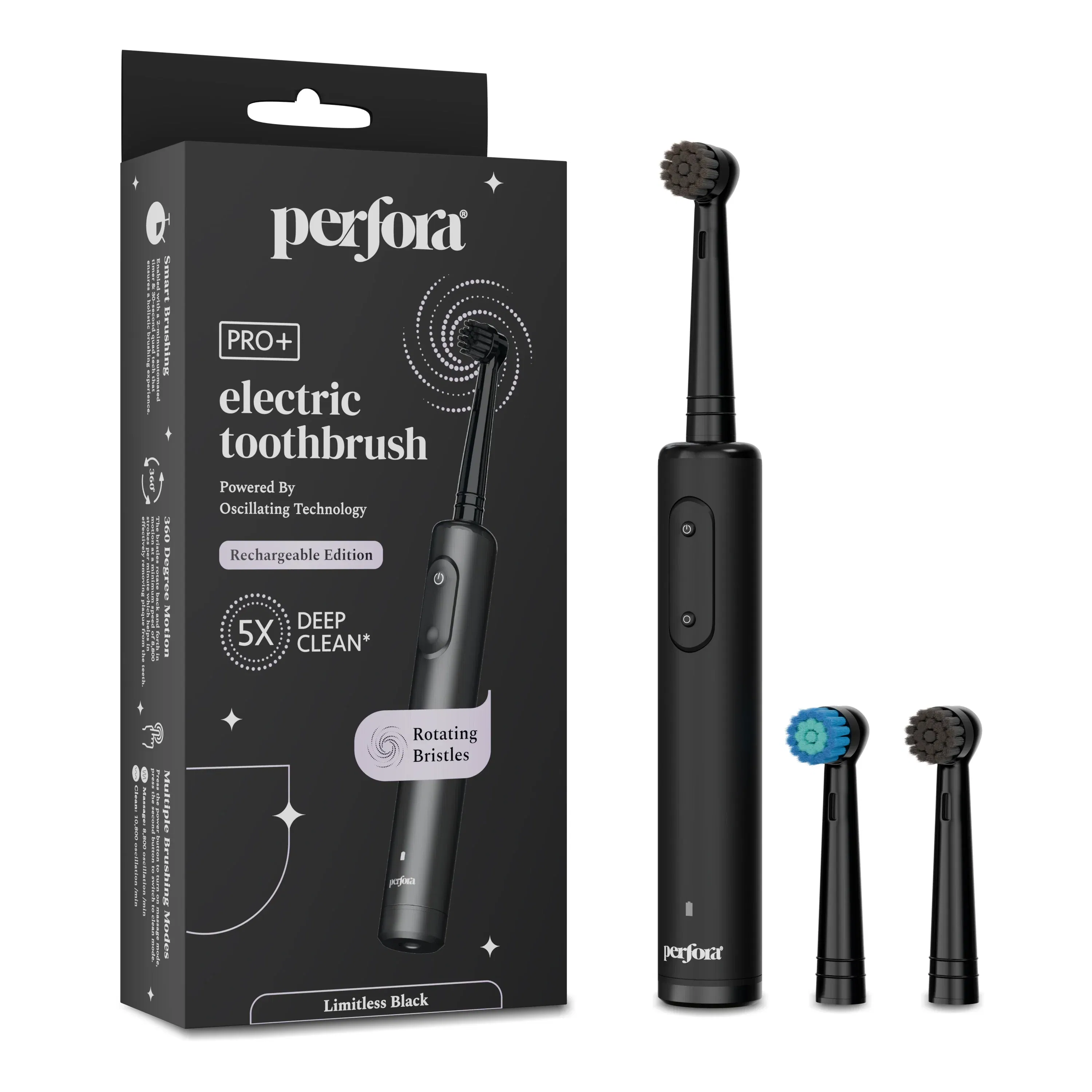 Perfora Limitless Black Oscillating Electric Toothbrush, Rechargeable Perfora sale
